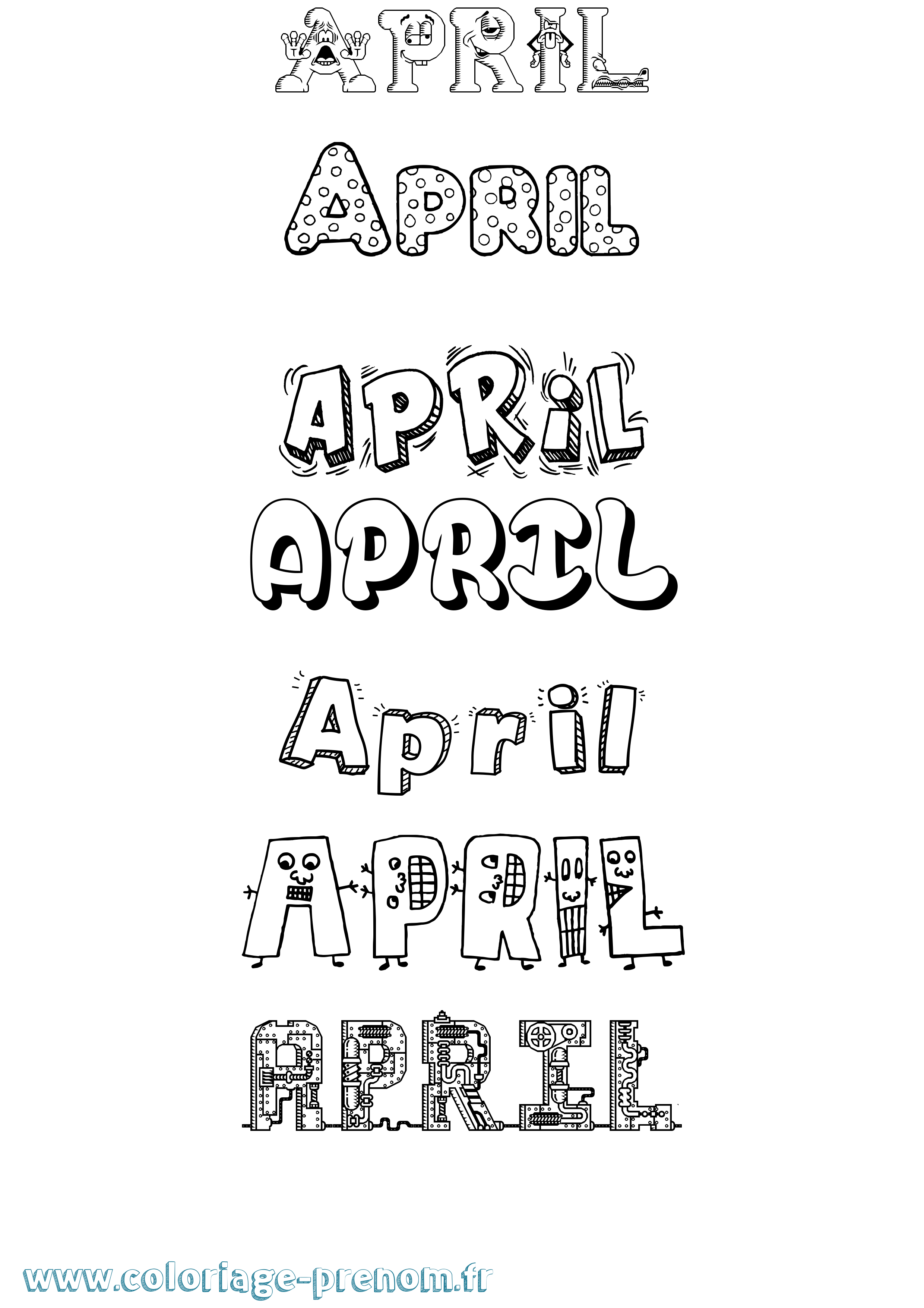 Coloriage prénom April Fun