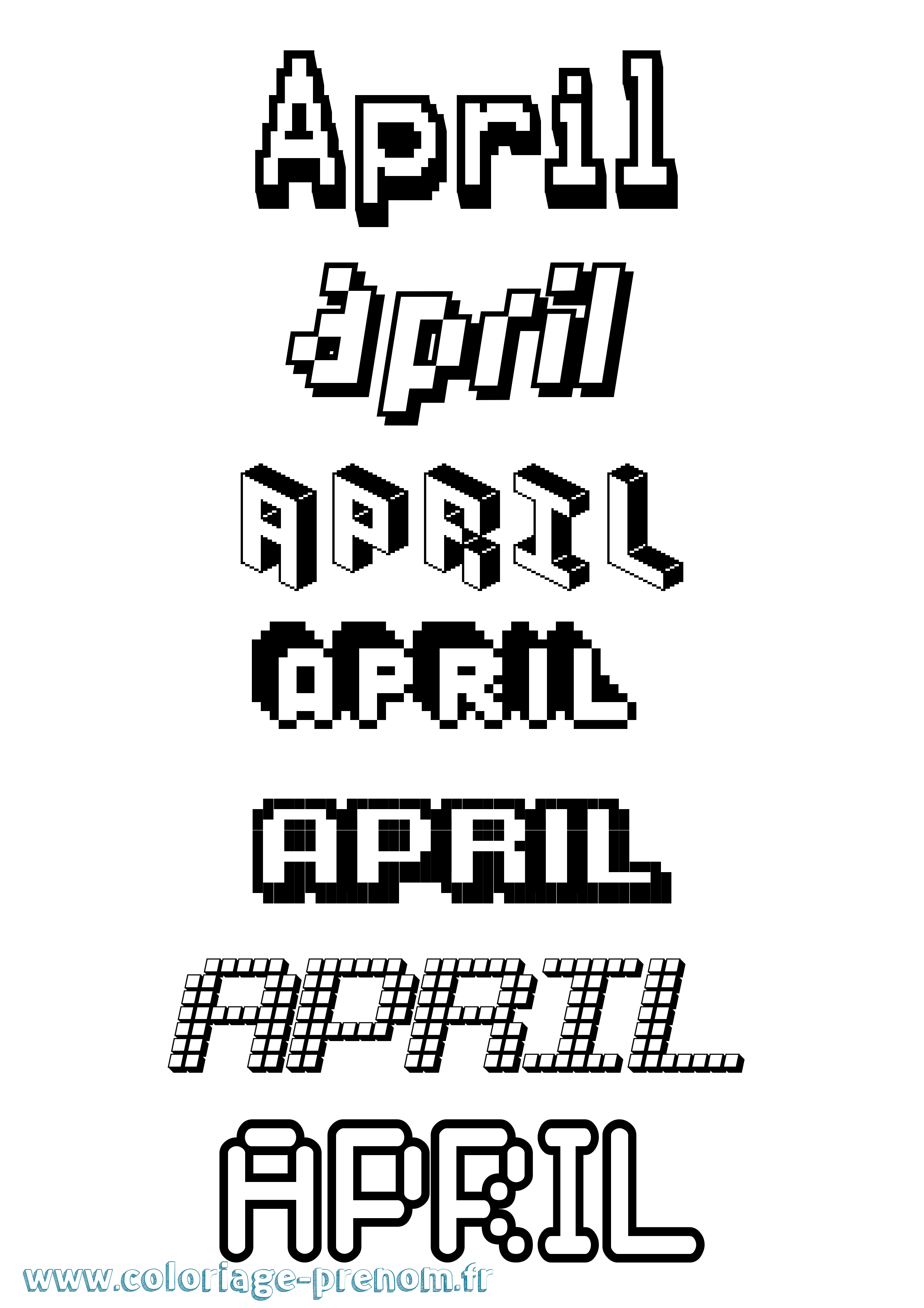Coloriage prénom April Pixel