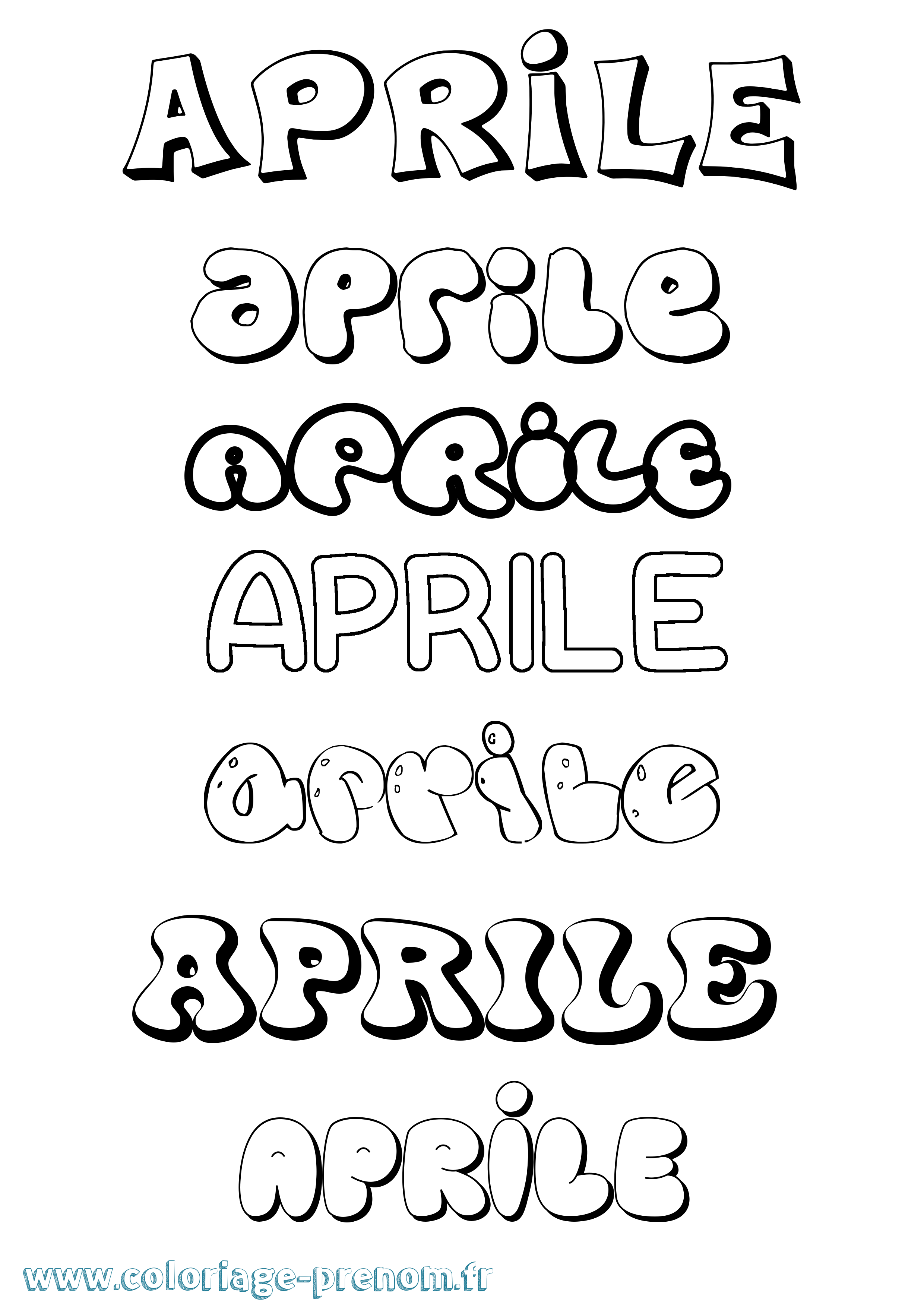 Coloriage Aprile Bubble Coloriage prénom Aprile Bubble