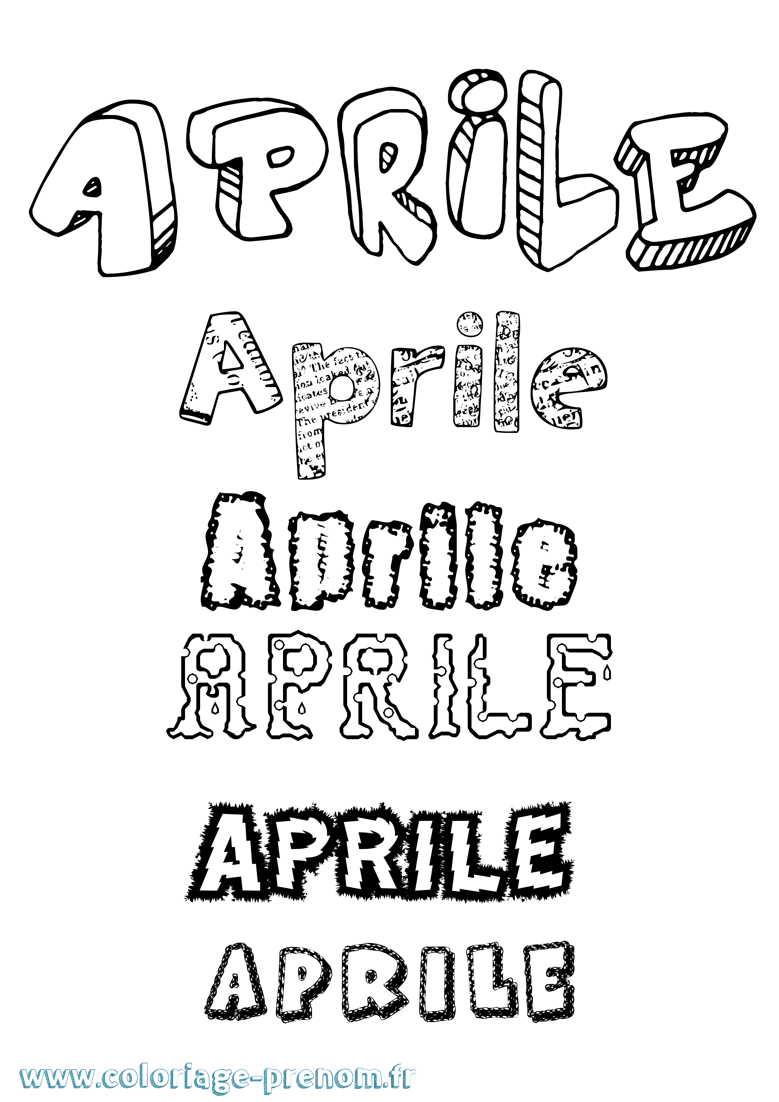 Coloriage Aprile Destructuré Coloriage prénom Aprile Destructuré