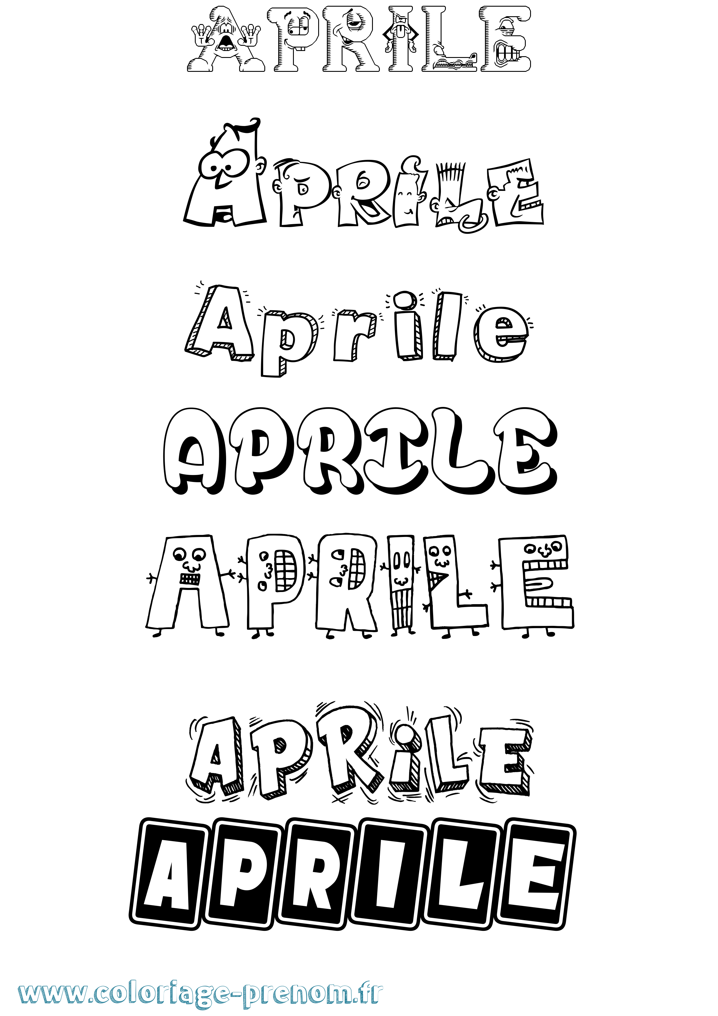 Coloriage Aprile Fun Coloriage prénom Aprile Fun