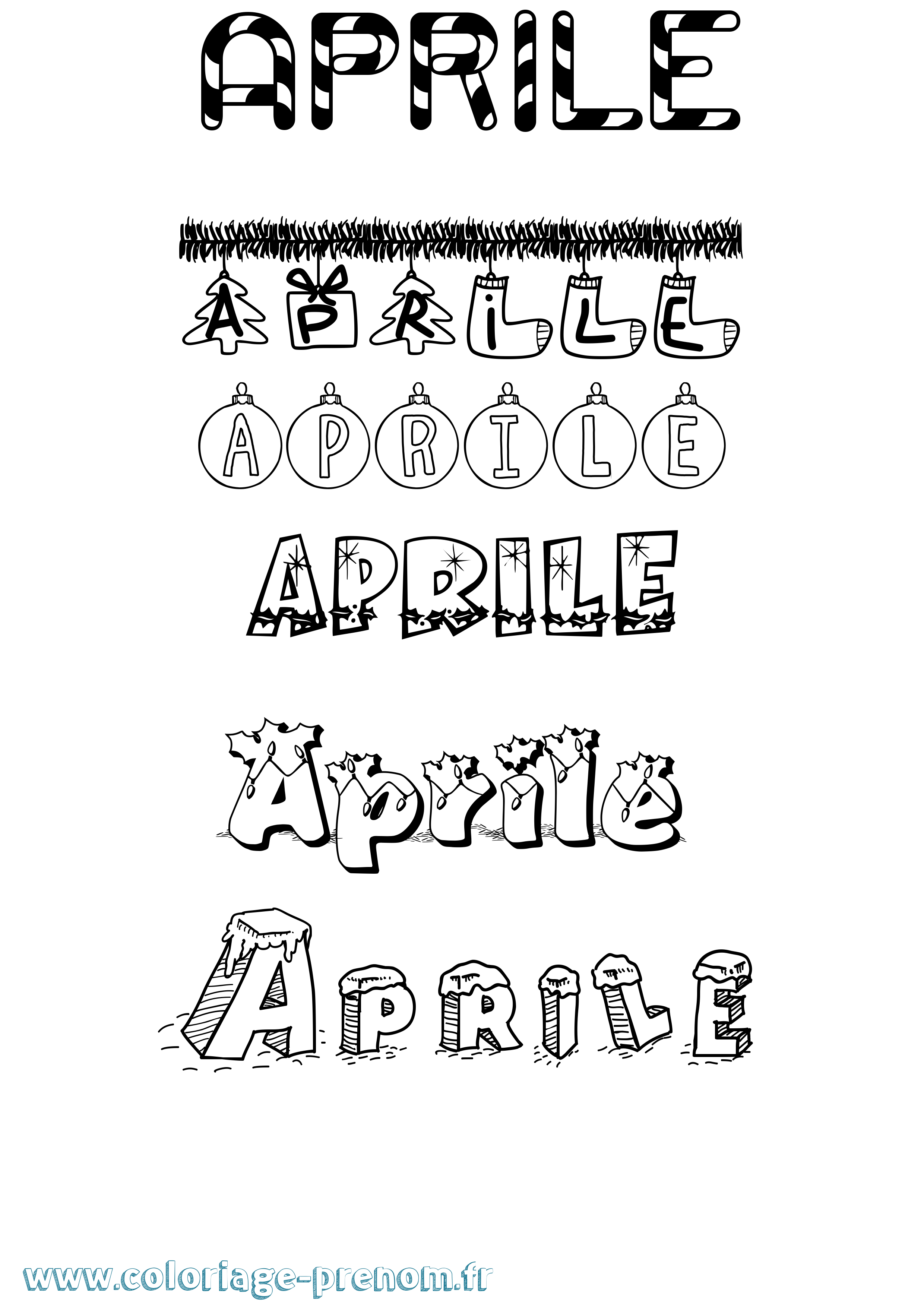 Coloriage Aprile Noël Coloriage prénom Aprile Noël