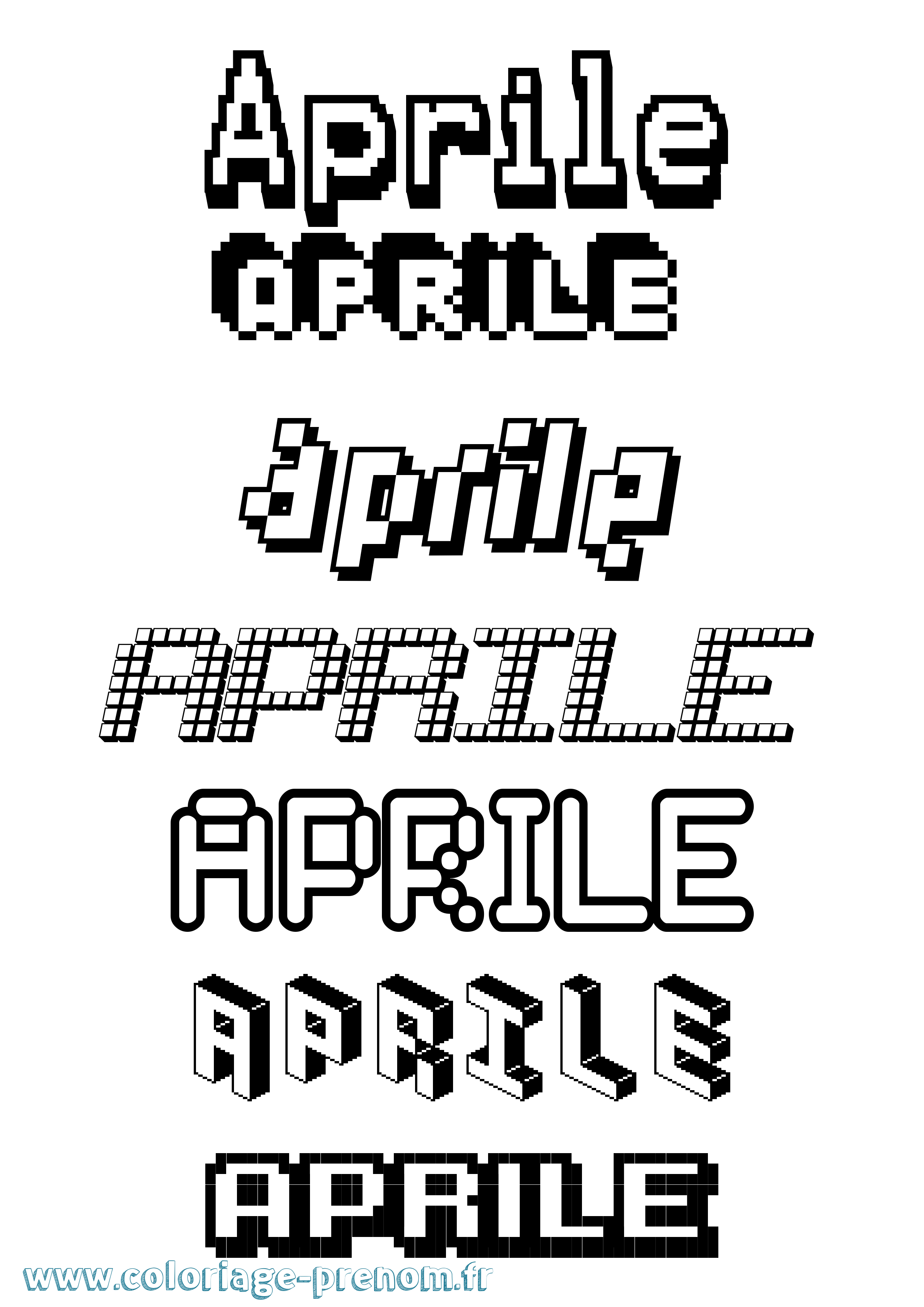 Coloriage Aprile Pixel Coloriage prénom Aprile Pixel