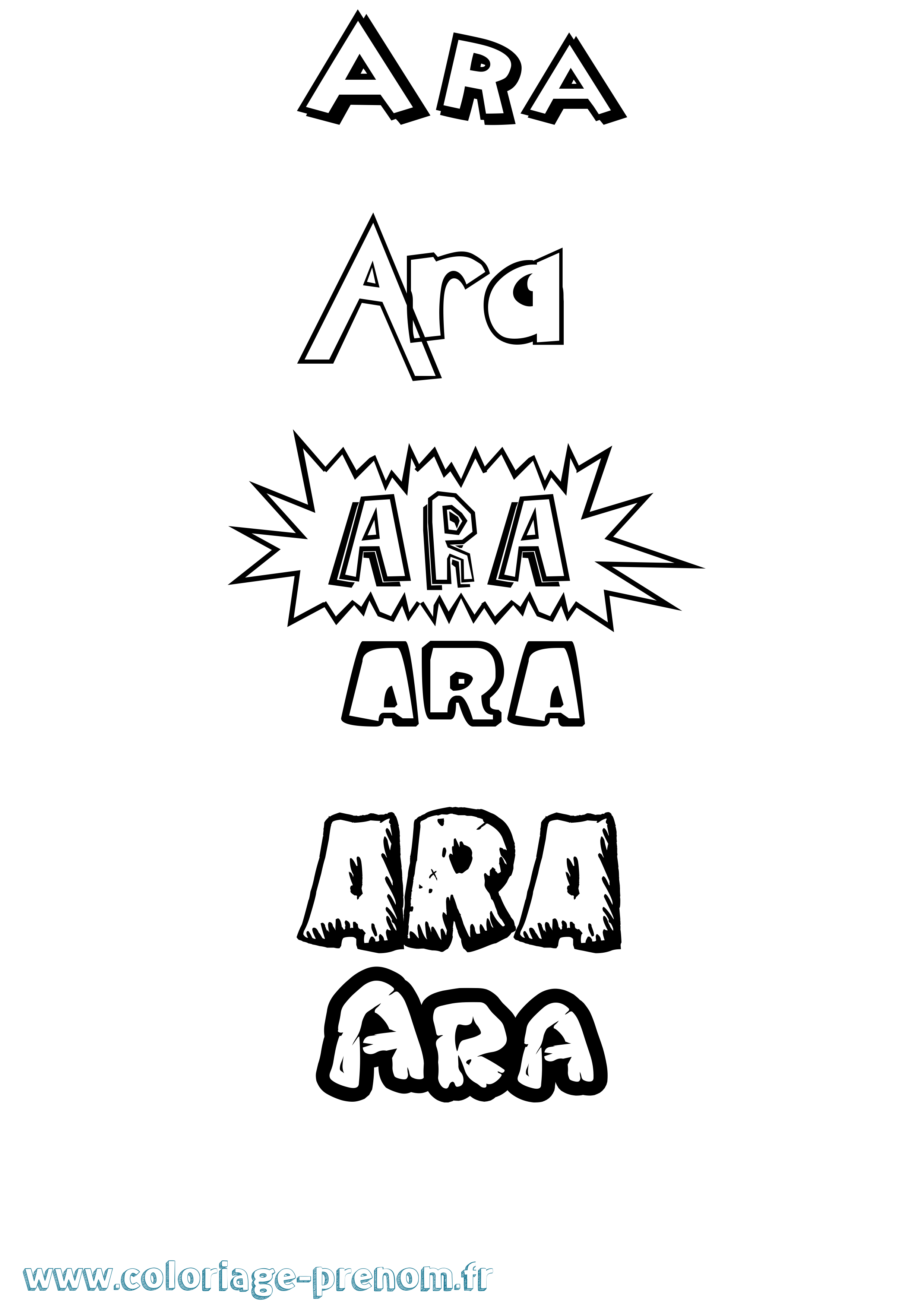 Coloriage du prénom Ara  à Imprimer ou Télécharger facilement