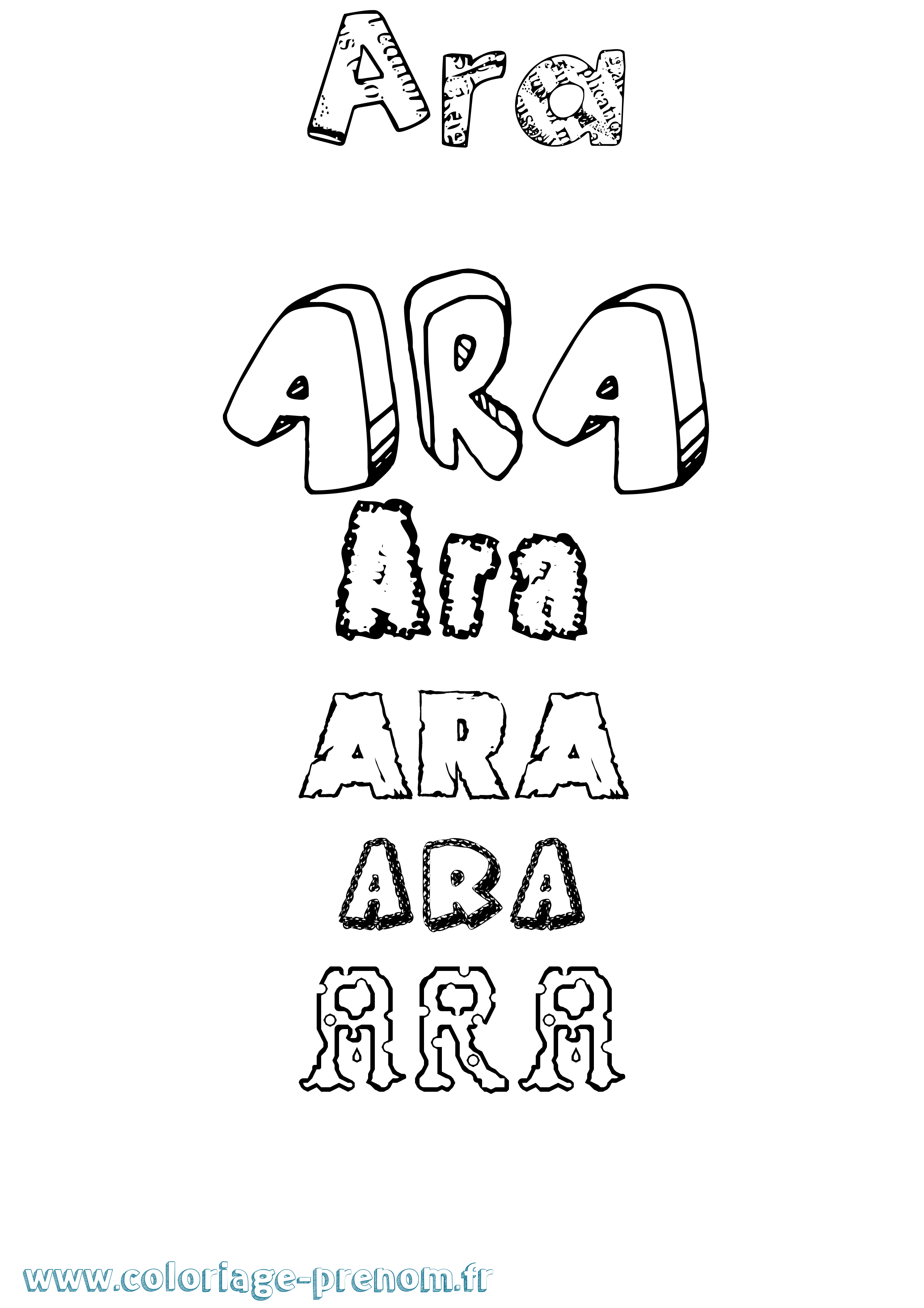 Coloriage Ara Destructuré Coloriage prénom Ara Destructuré