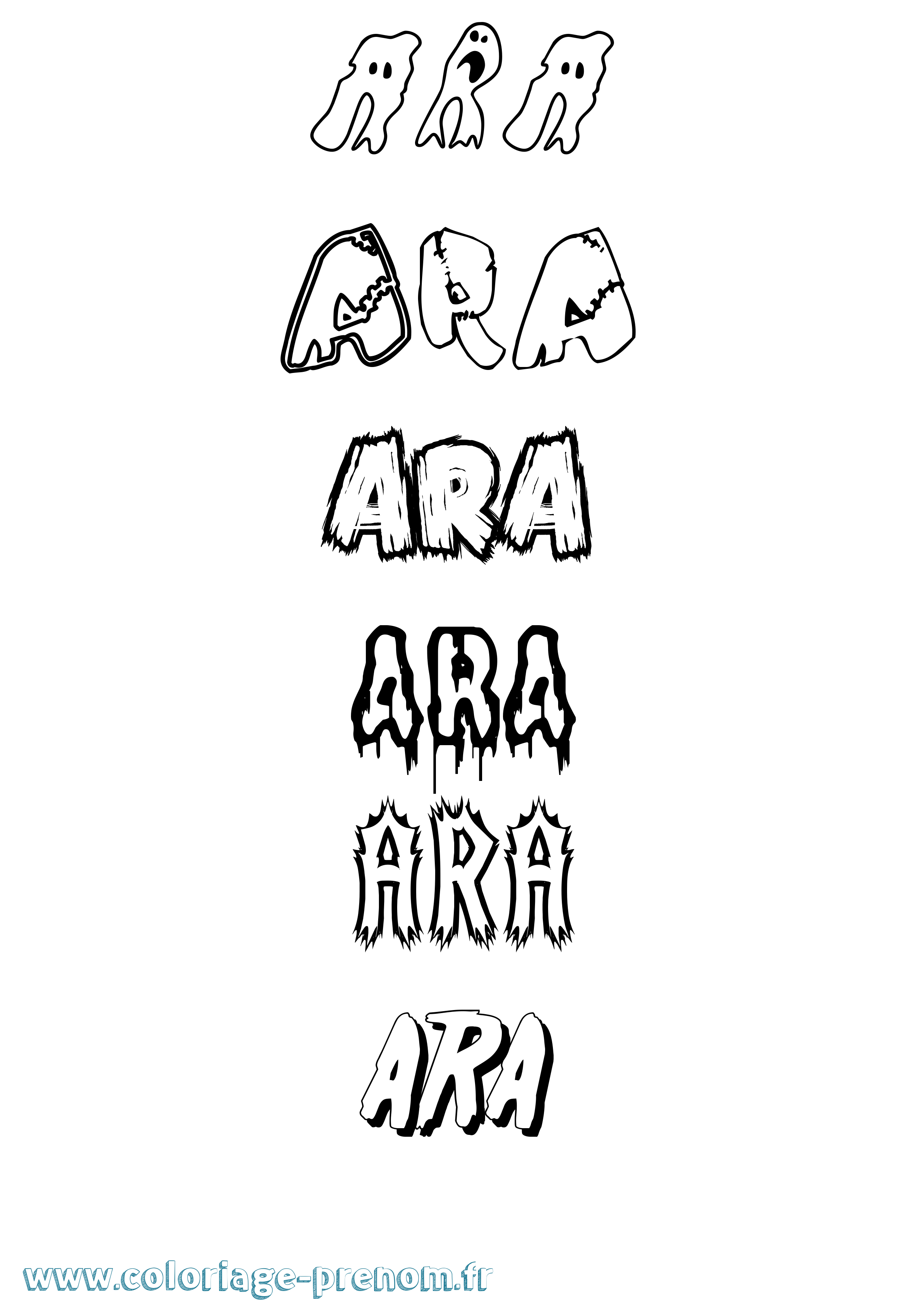 Coloriage Ara Frisson Coloriage prénom Ara Frisson