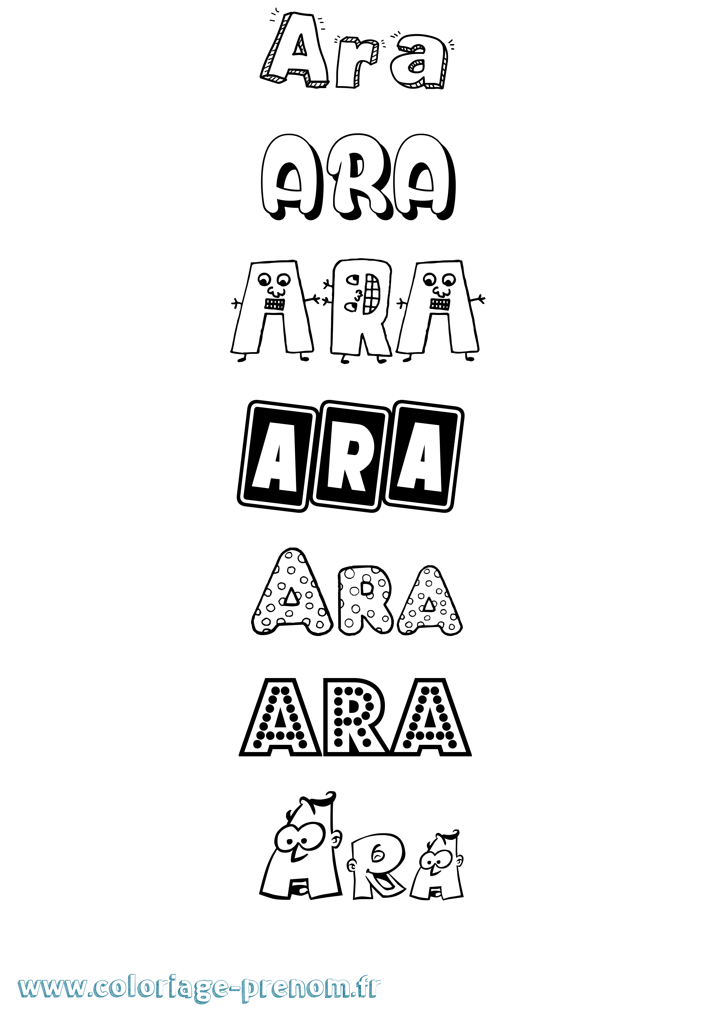 Coloriage prénom Ara Fun