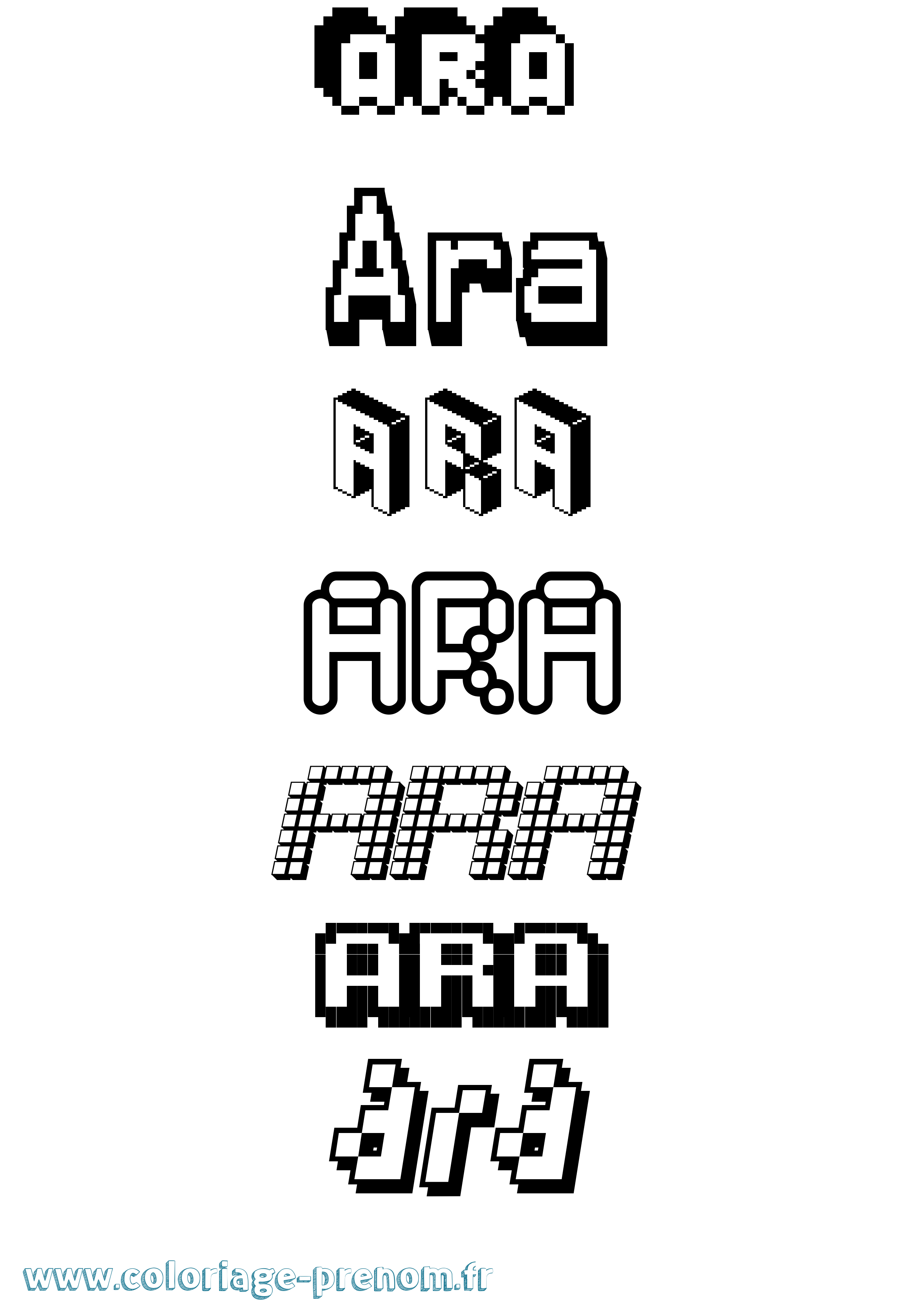 Coloriage Ara Pixel Coloriage prénom Ara Pixel