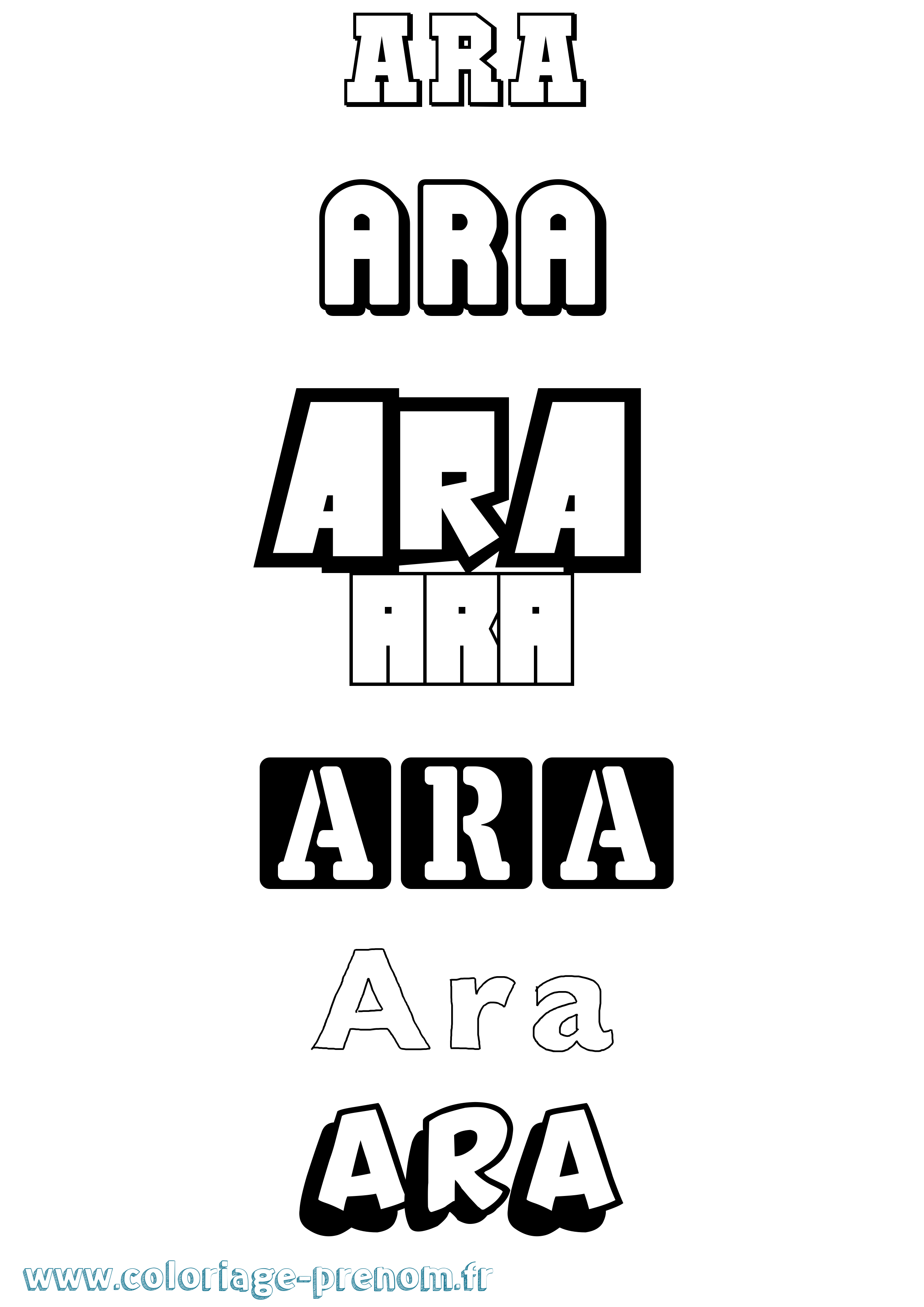 Coloriage prénom Ara Simple