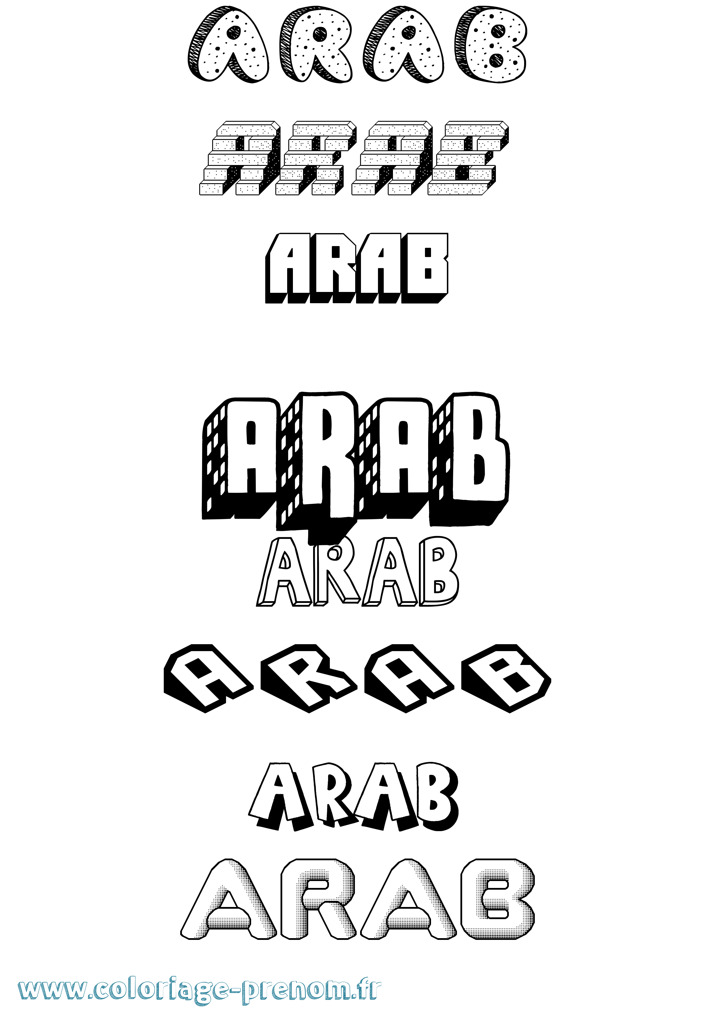 Coloriage prénom Arab Effet 3D