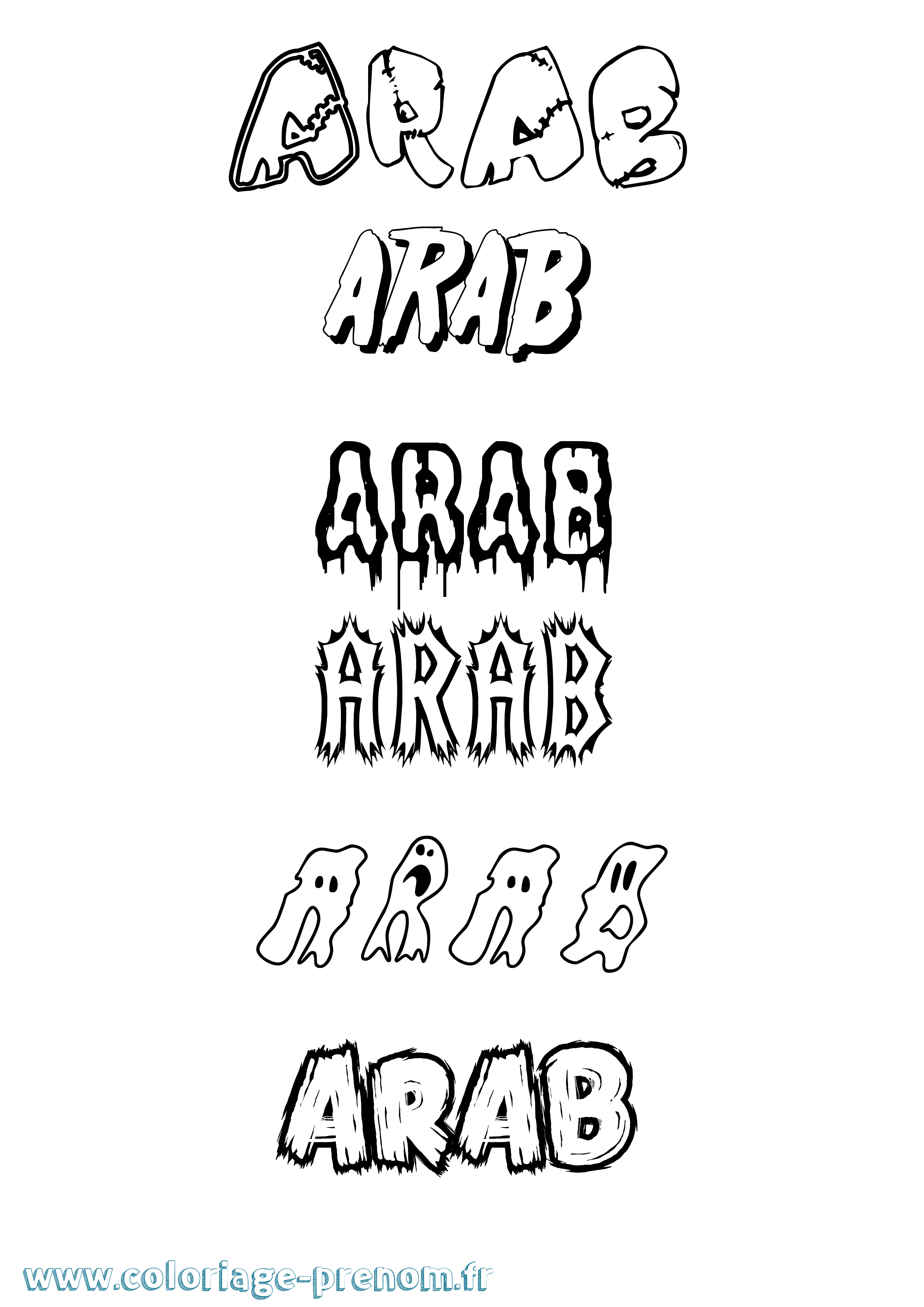 Coloriage prénom Arab Frisson