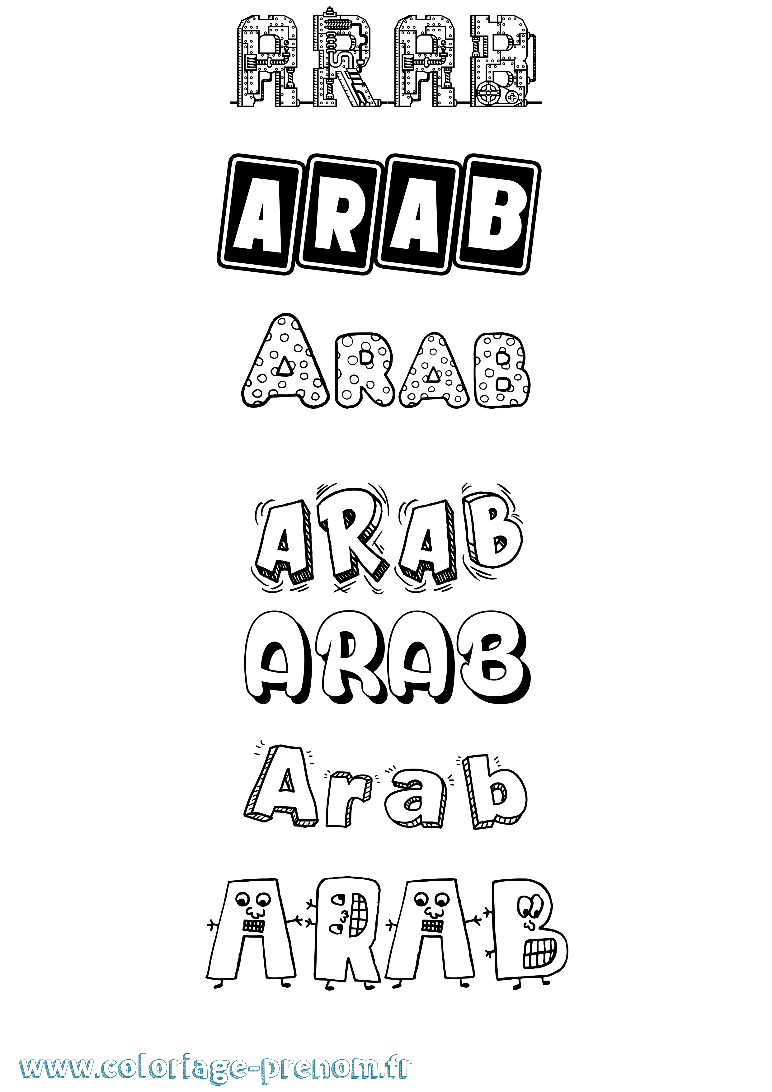Coloriage prénom Arab Fun