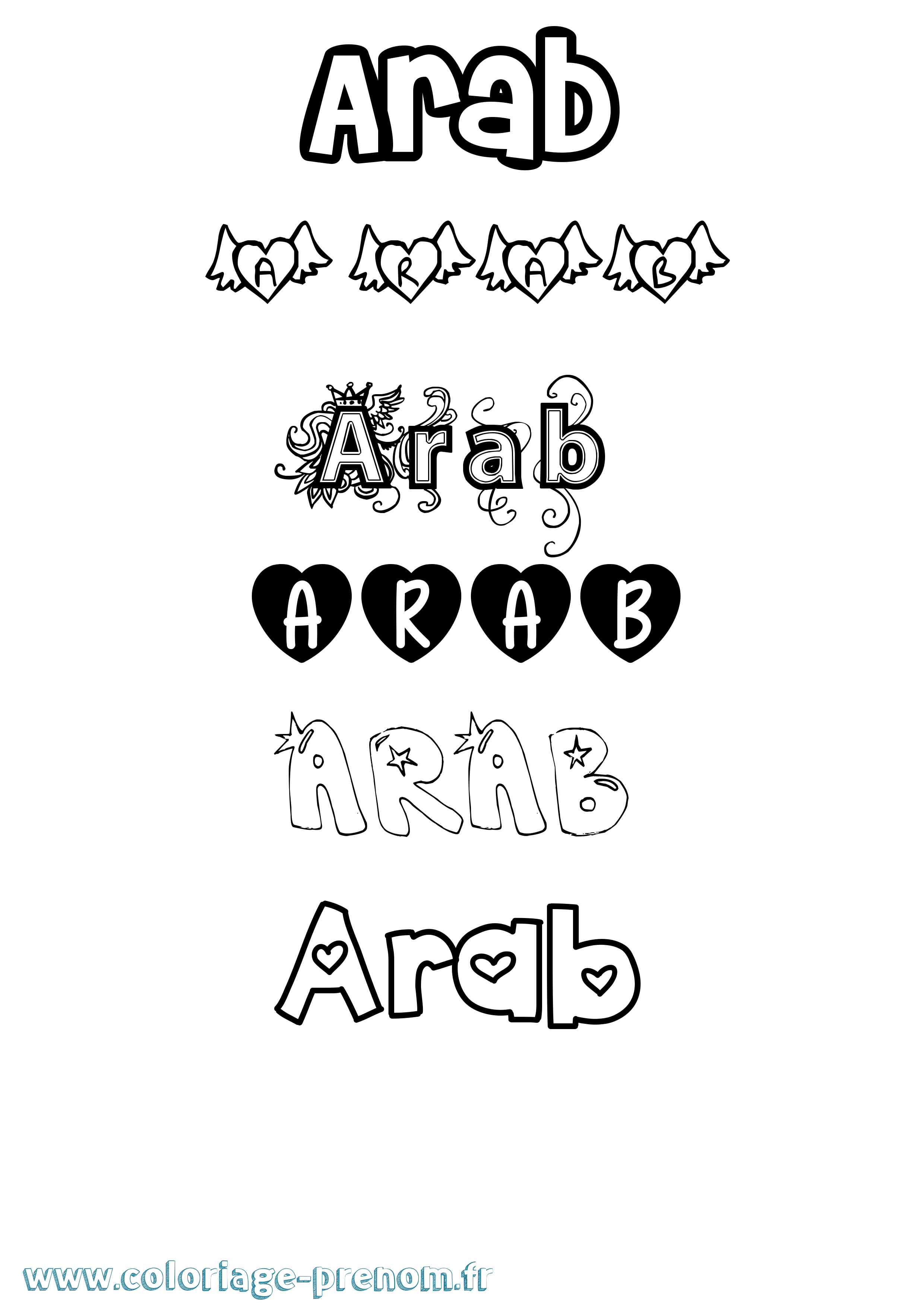Coloriage prénom Arab Girly