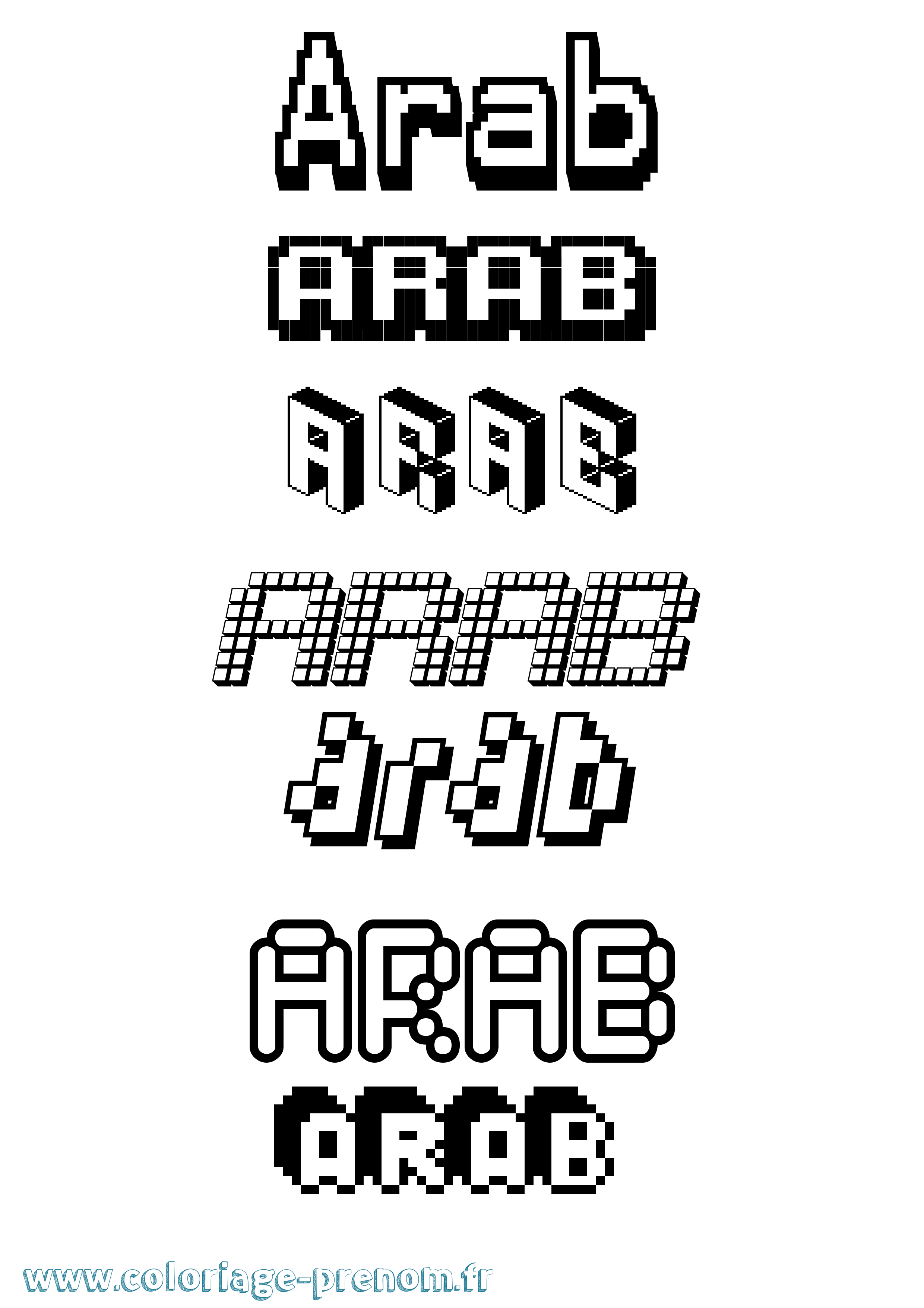 Coloriage prénom Arab Pixel