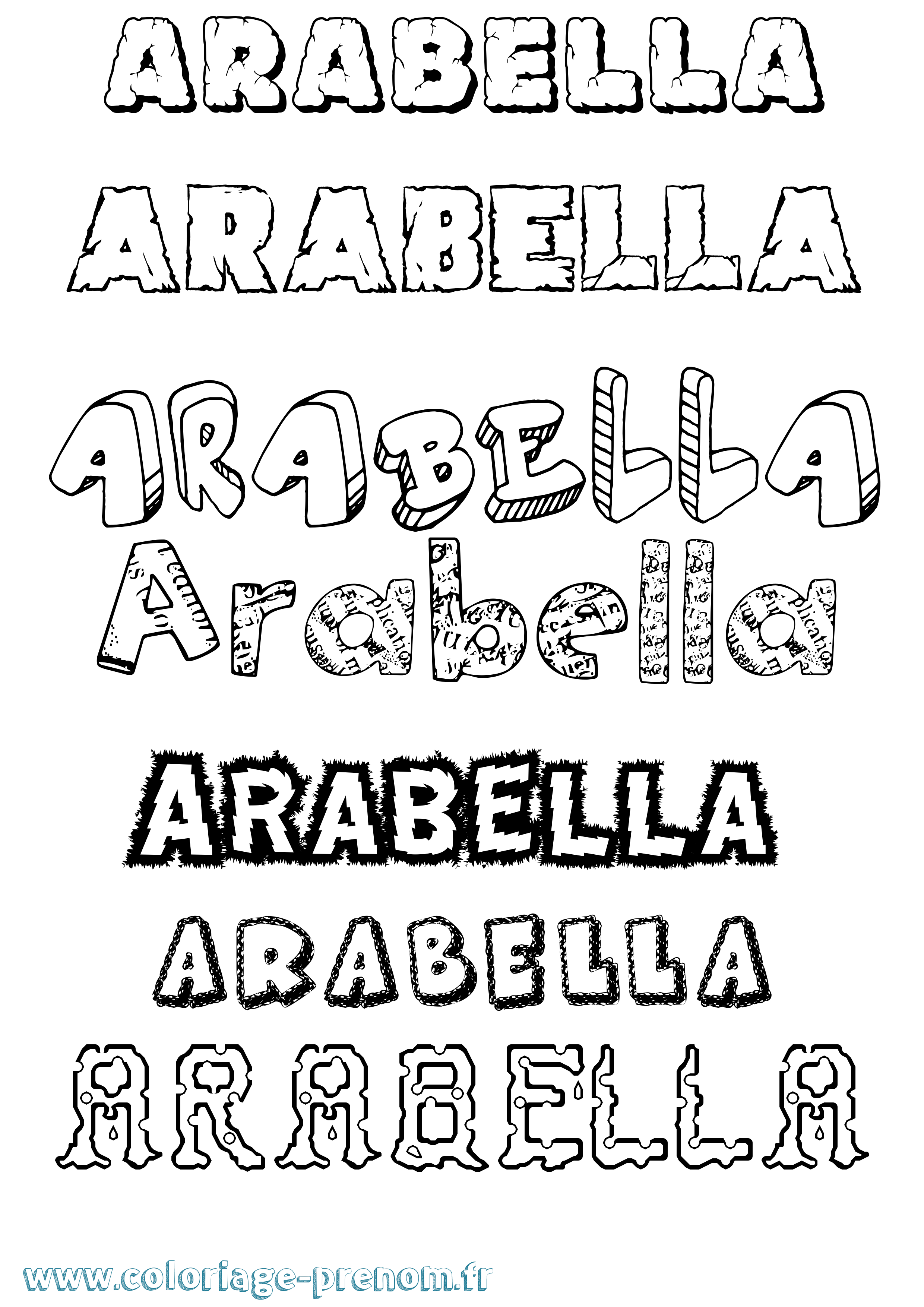 Coloriage prénom Arabella Destructuré
