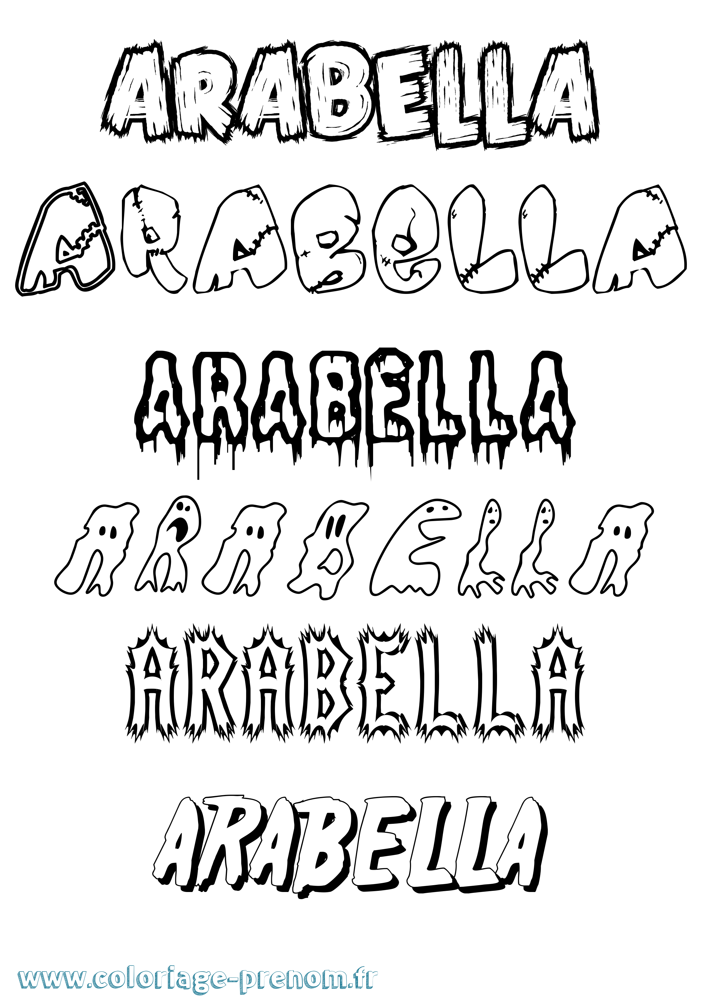 Coloriage prénom Arabella Frisson