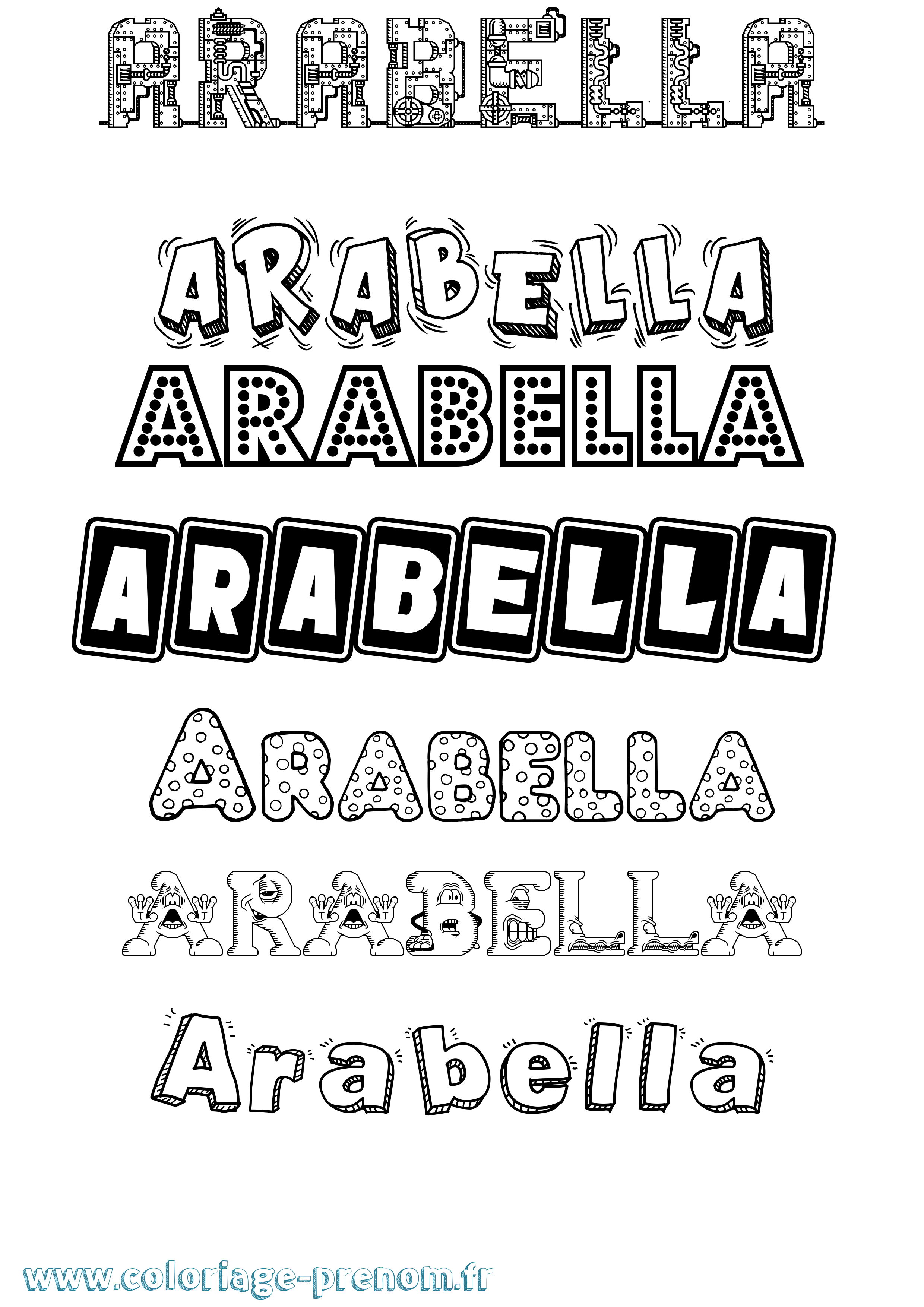 Coloriage prénom Arabella Fun