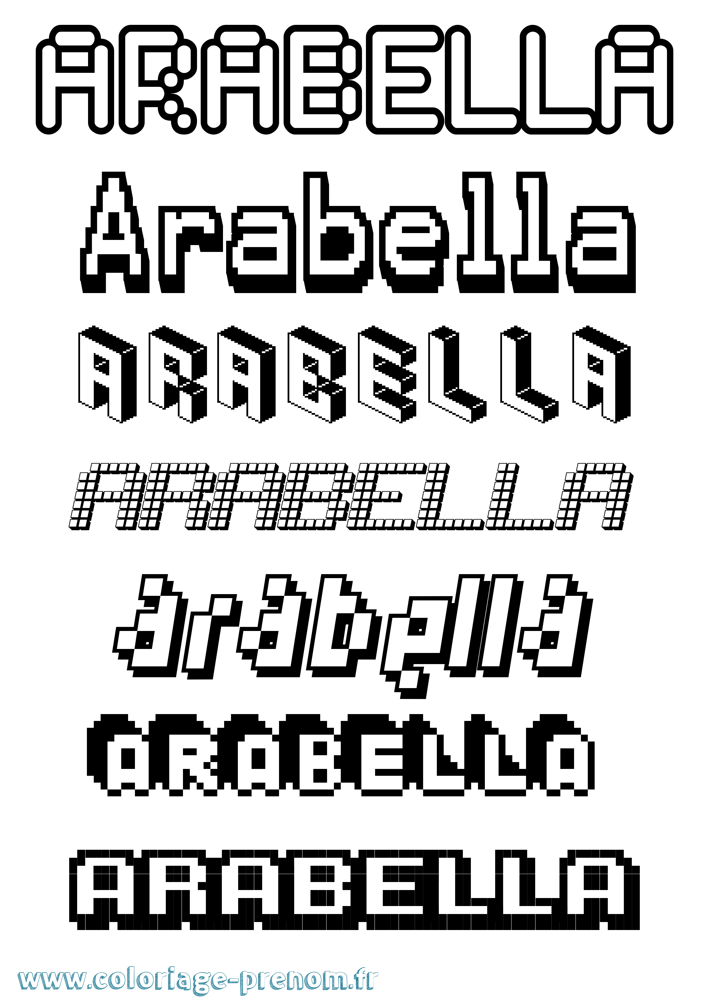 Coloriage prénom Arabella Pixel