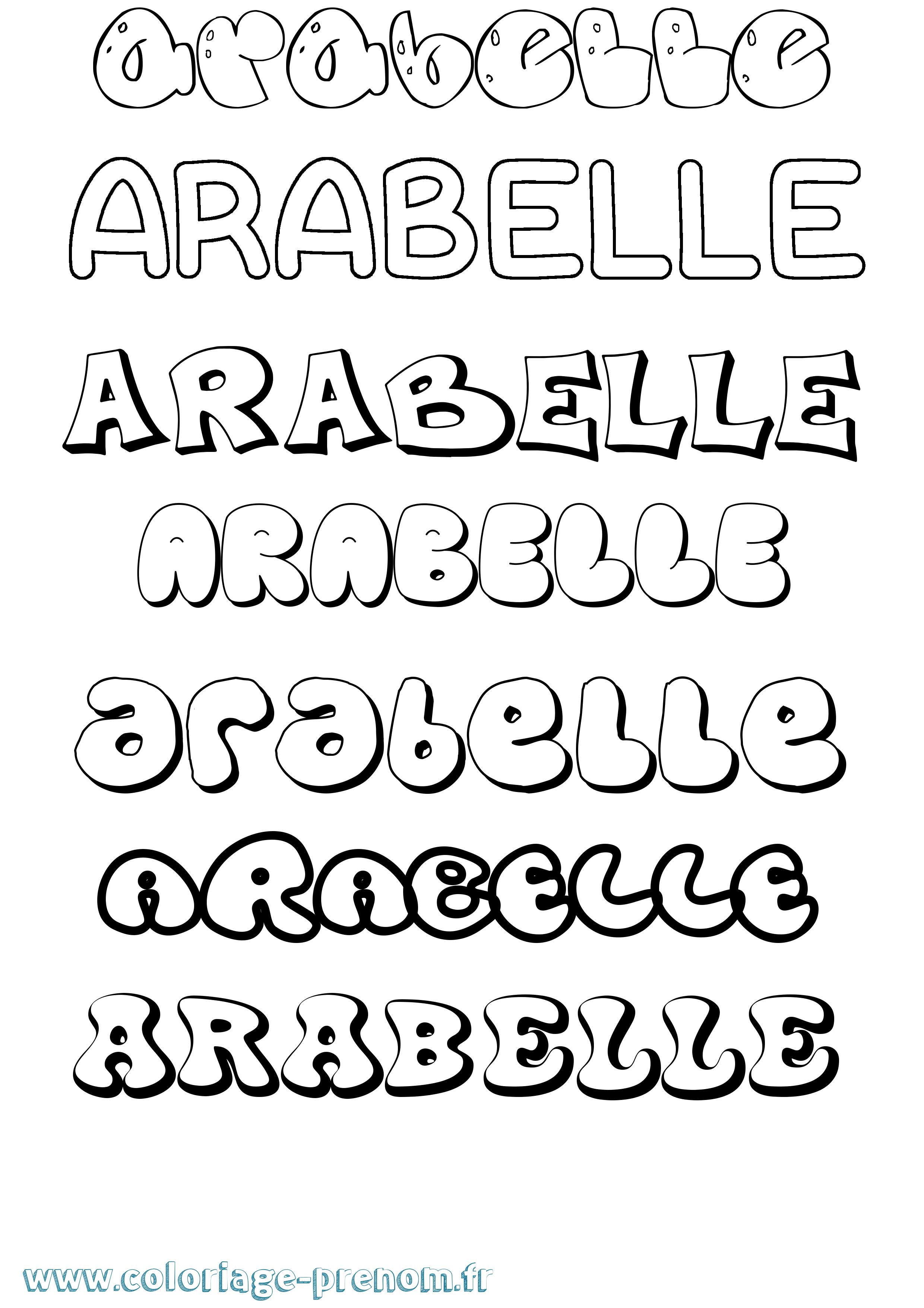 Coloriage prénom Arabelle Bubble