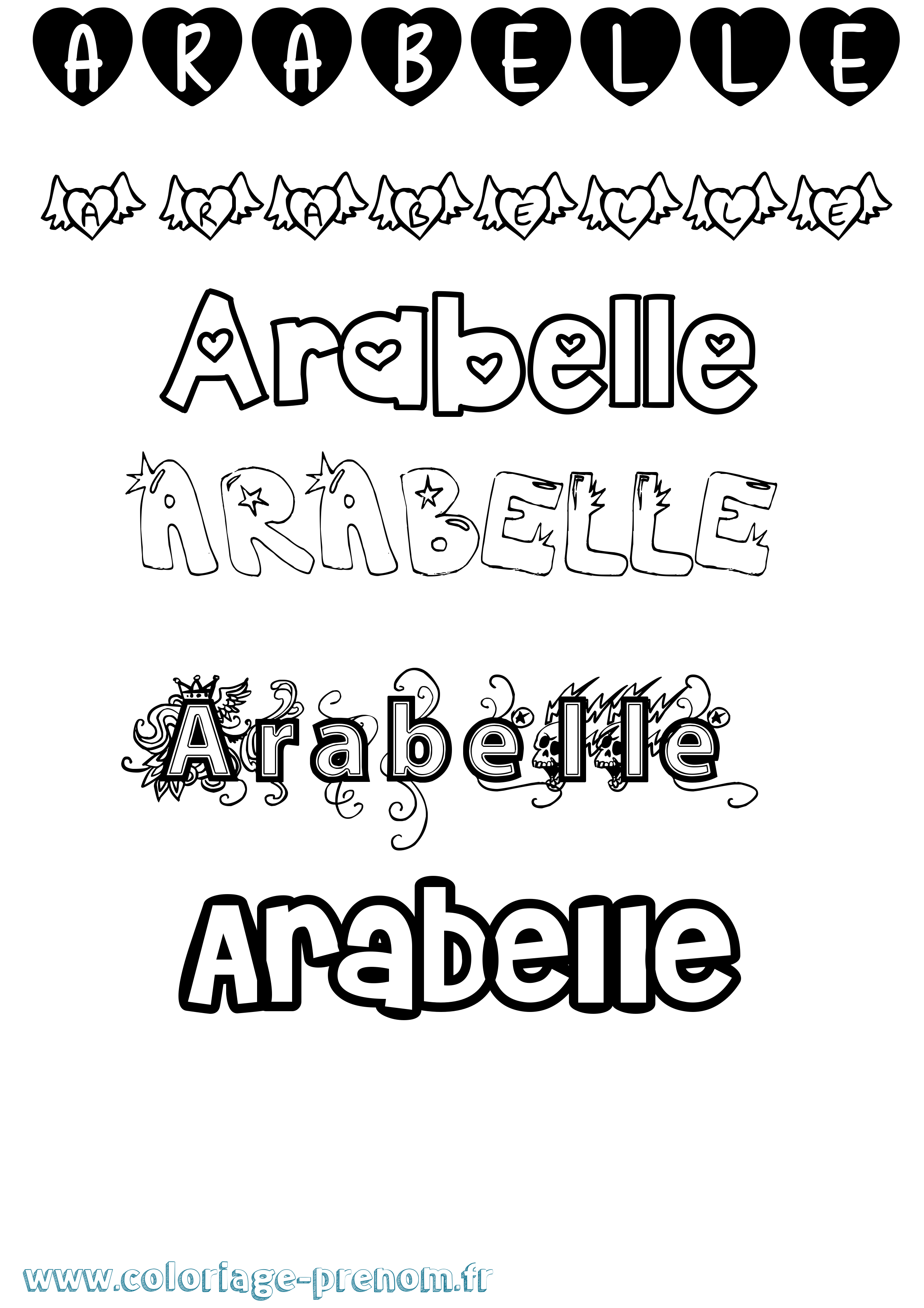 Coloriage prénom Arabelle Girly