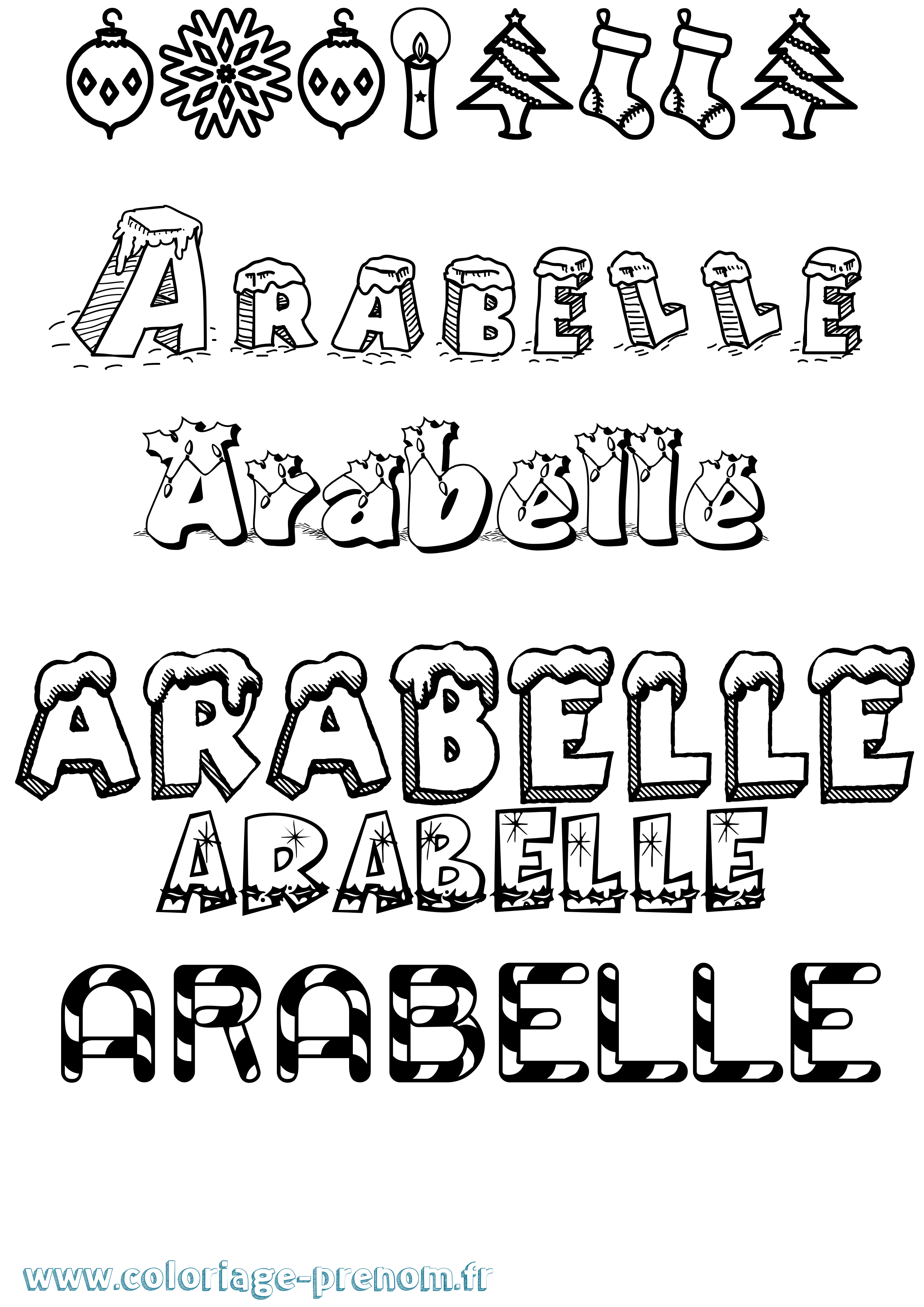 Coloriage prénom Arabelle Noël
