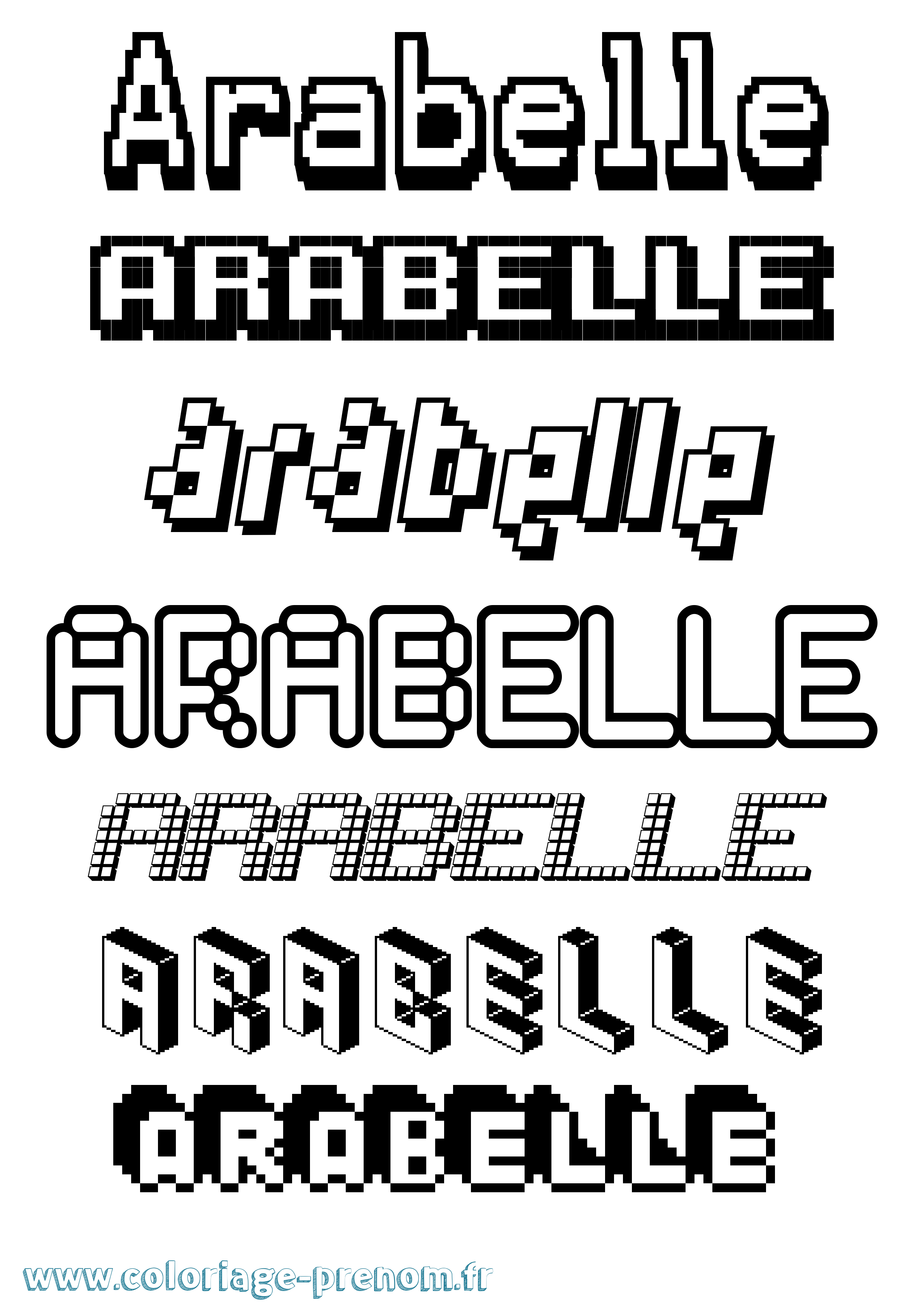 Coloriage prénom Arabelle Pixel