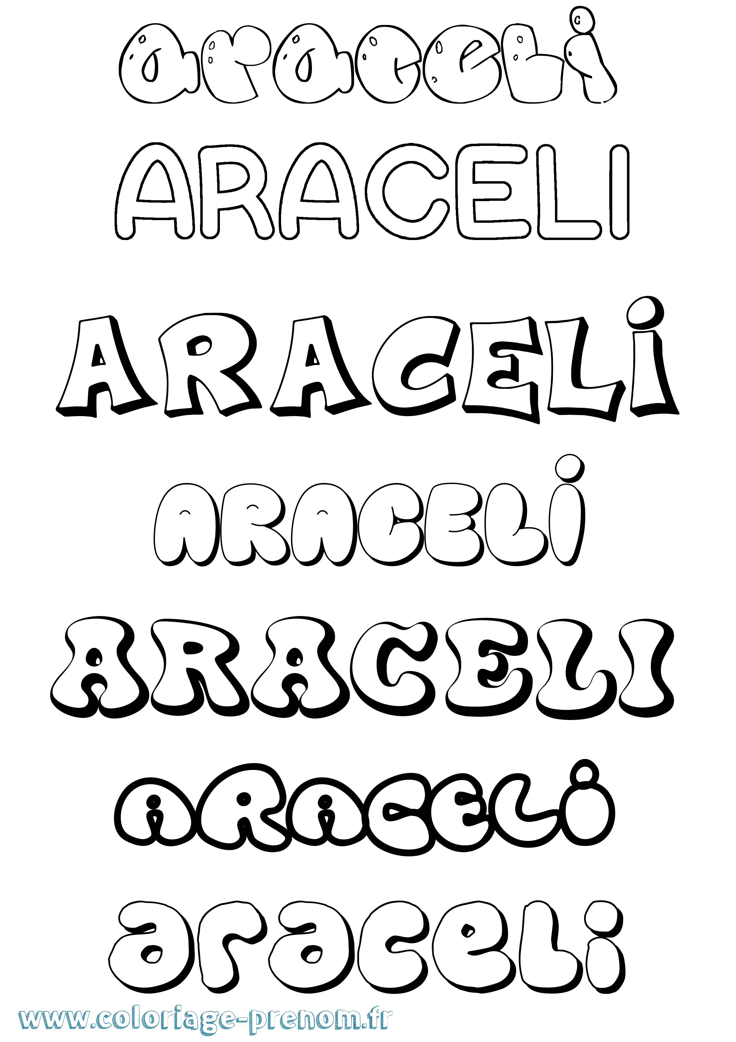 Coloriage prénom Araceli Bubble