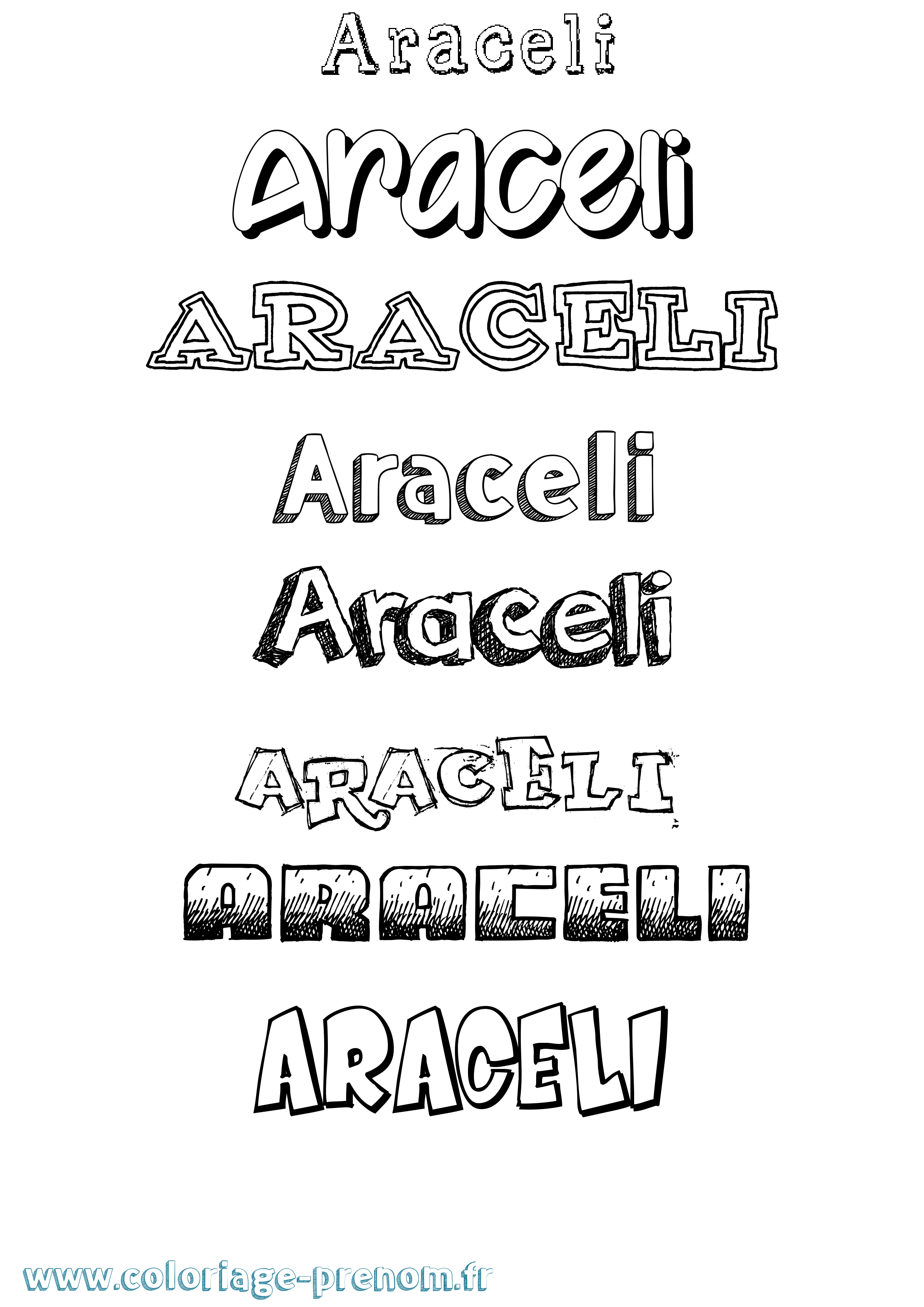 Coloriage prénom Araceli Dessiné