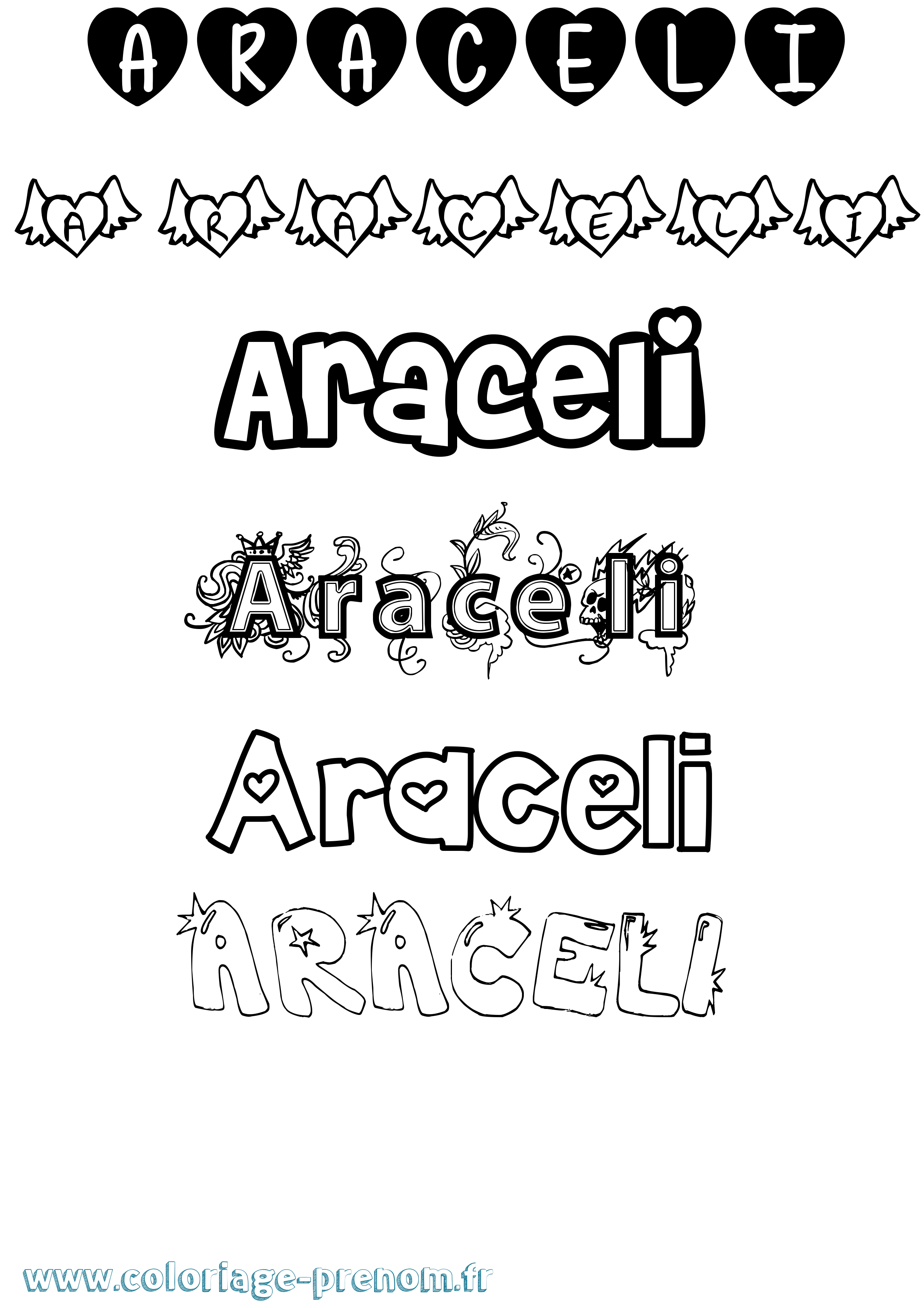 Coloriage prénom Araceli Girly