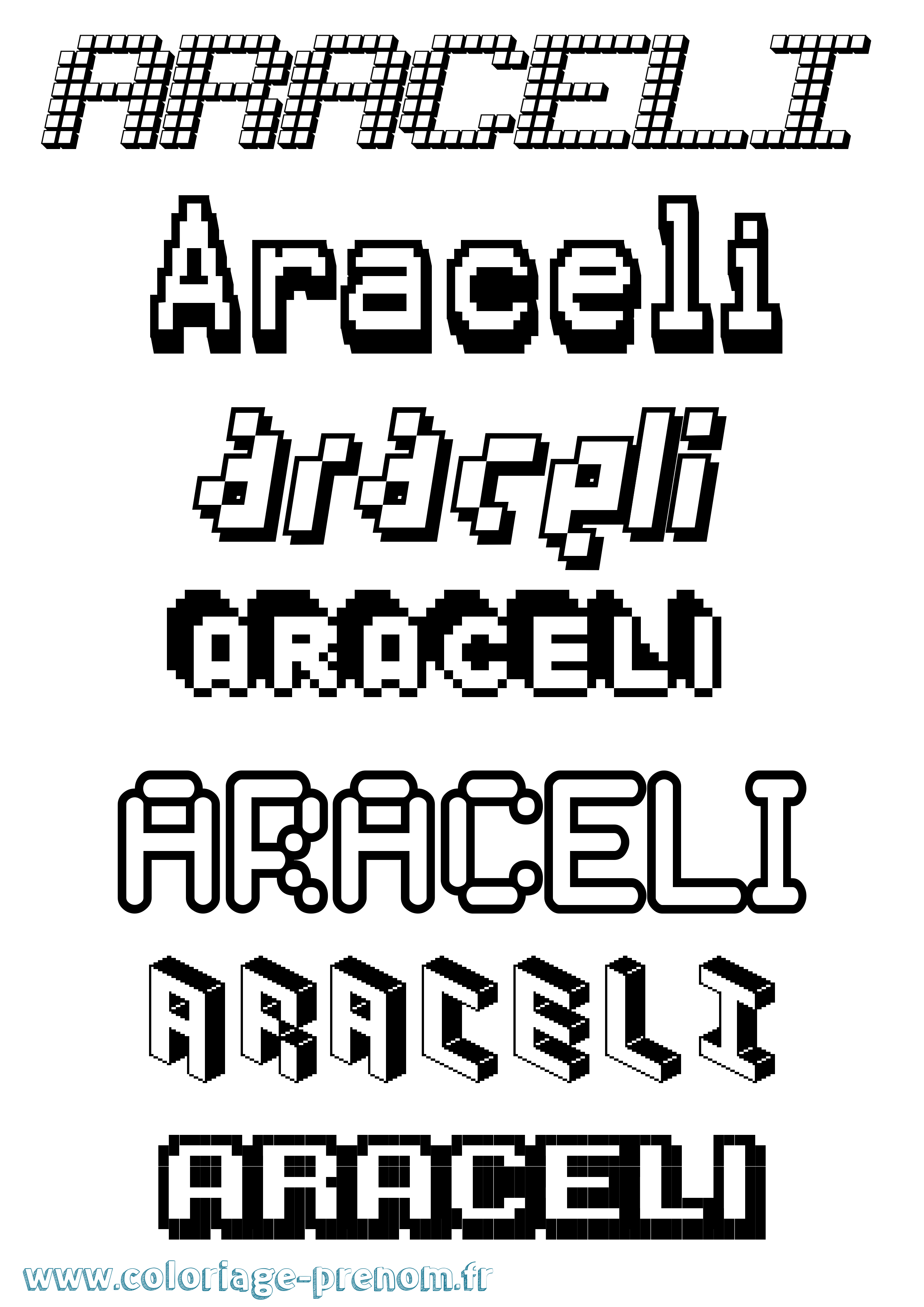 Coloriage prénom Araceli Pixel