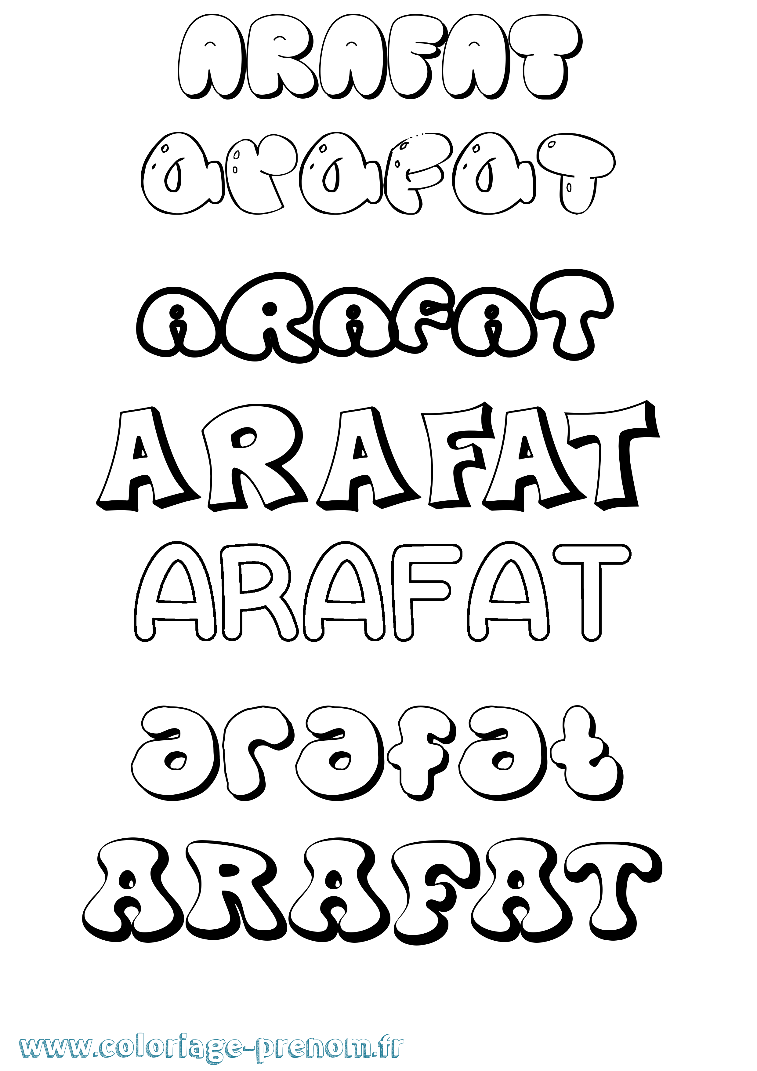 Coloriage prénom Arafat Bubble