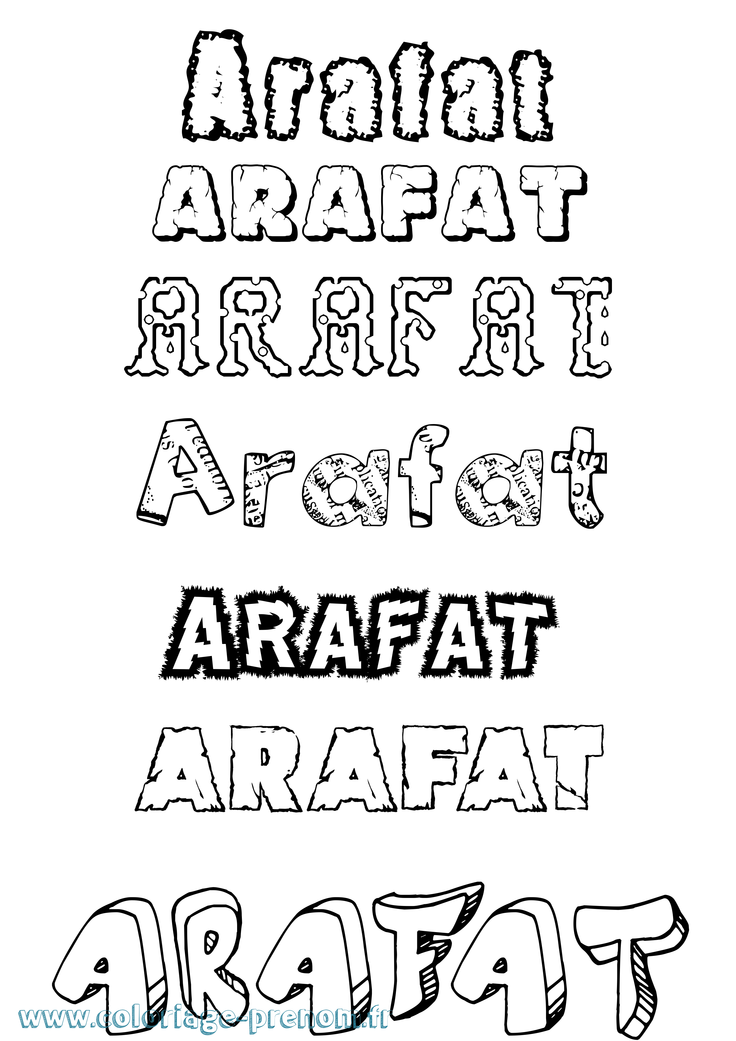 Coloriage Arafat Destructuré Coloriage prénom Arafat Destructuré