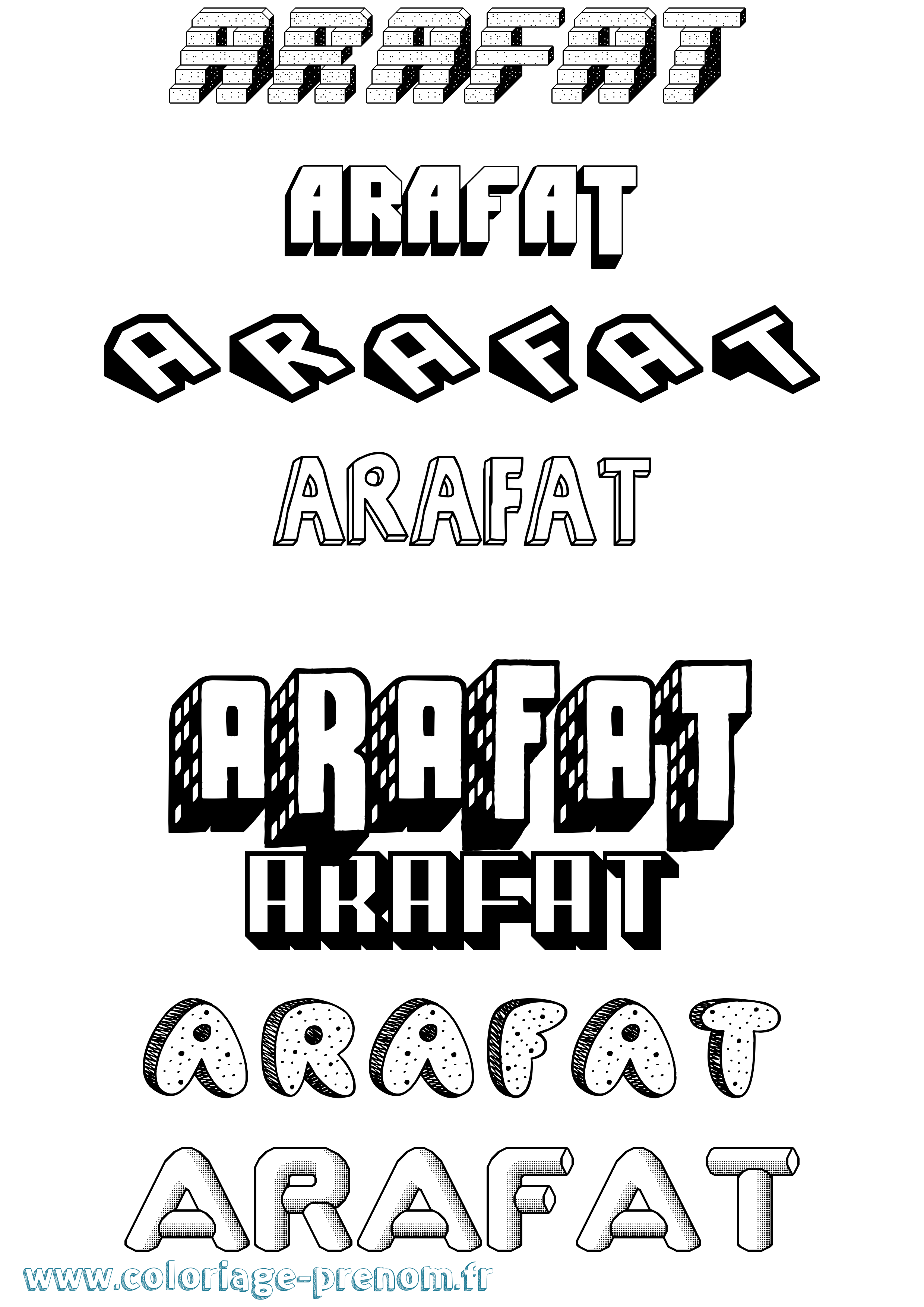 Coloriage Arafat Effet 3D Coloriage prénom Arafat Effet 3D