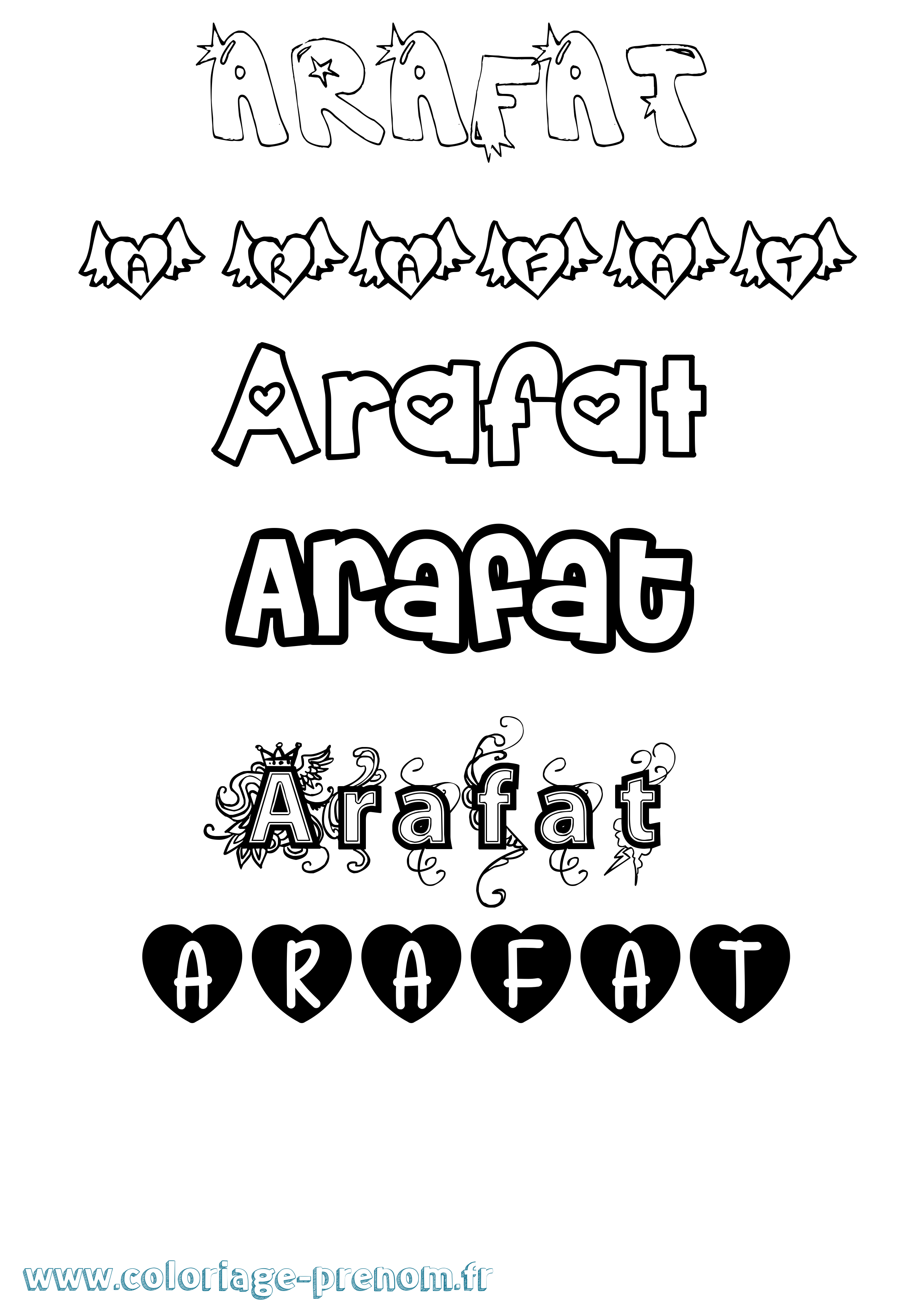 Coloriage Arafat Girly Coloriage prénom Arafat Girly