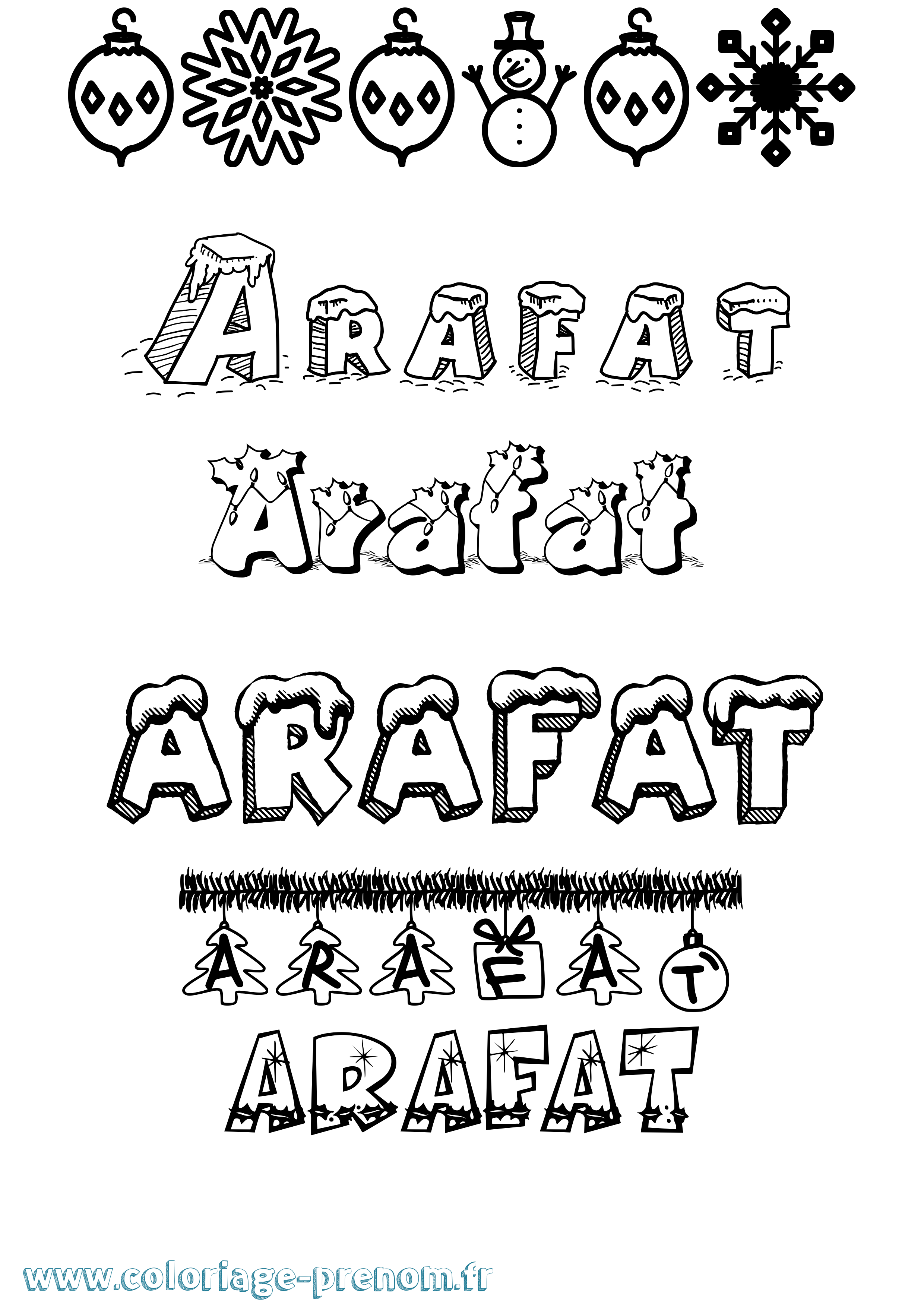 Coloriage Arafat Noël Coloriage prénom Arafat Noël
