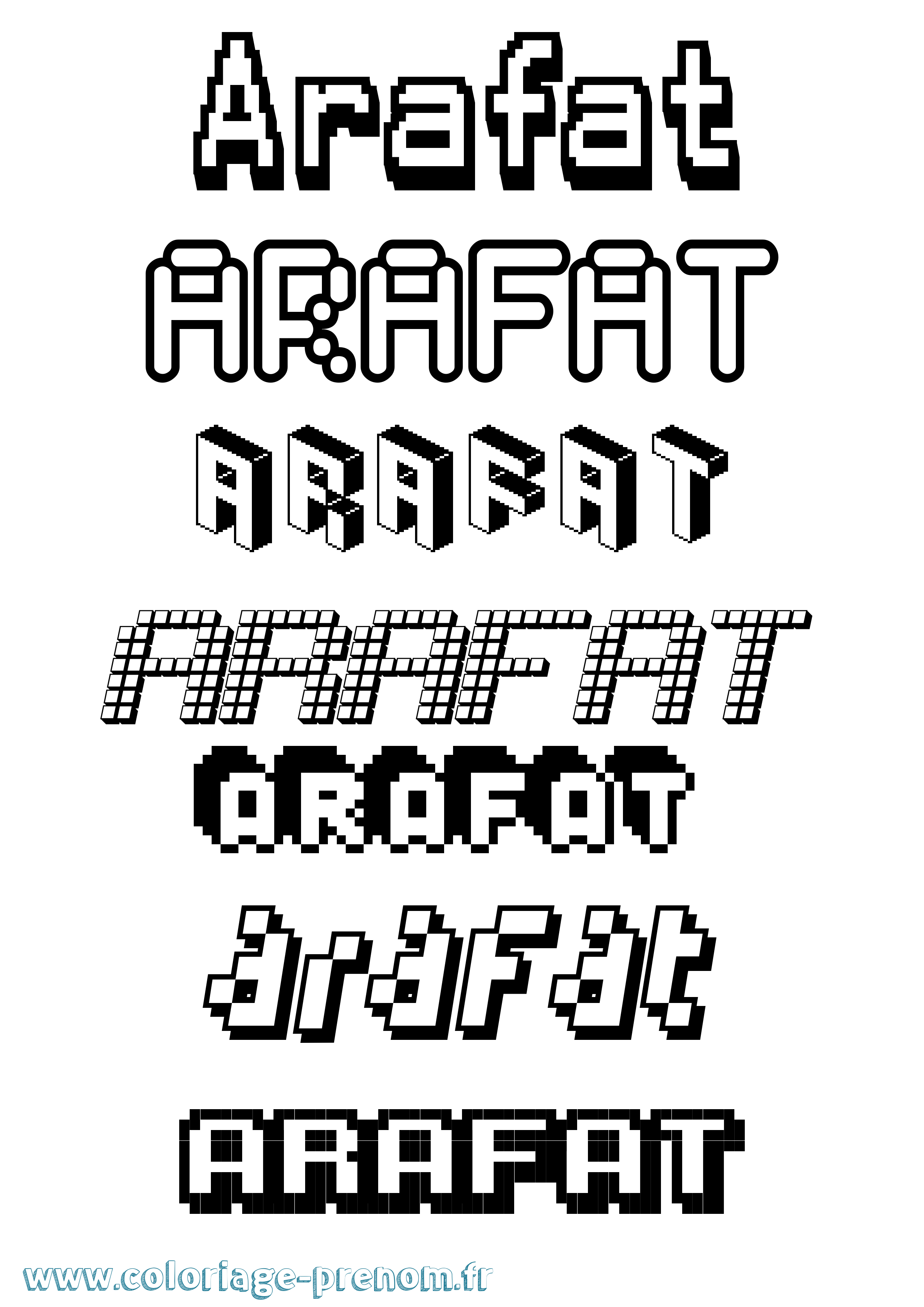 Coloriage prénom Arafat Pixel