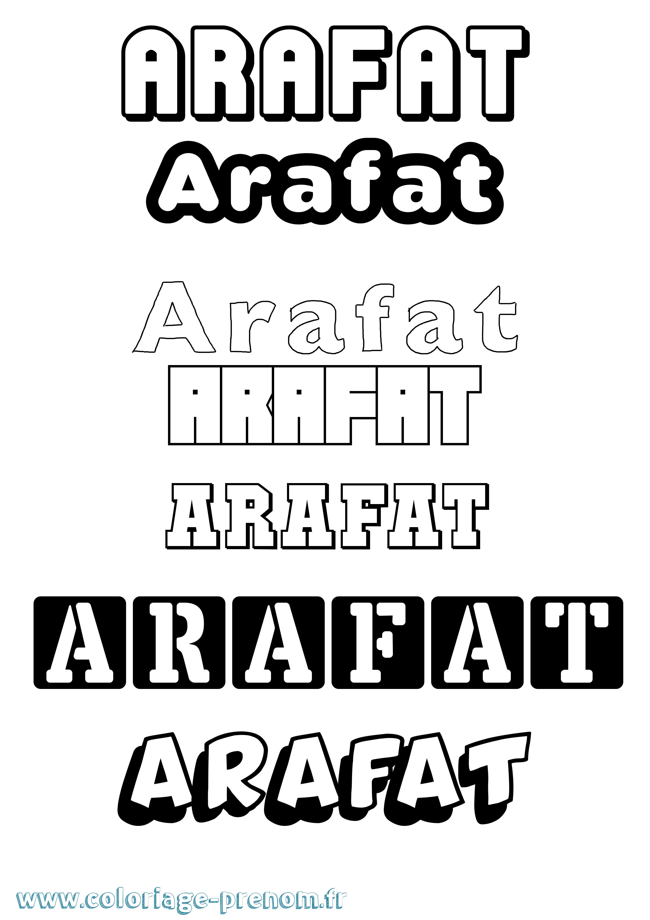 Coloriage prénom Arafat Simple
