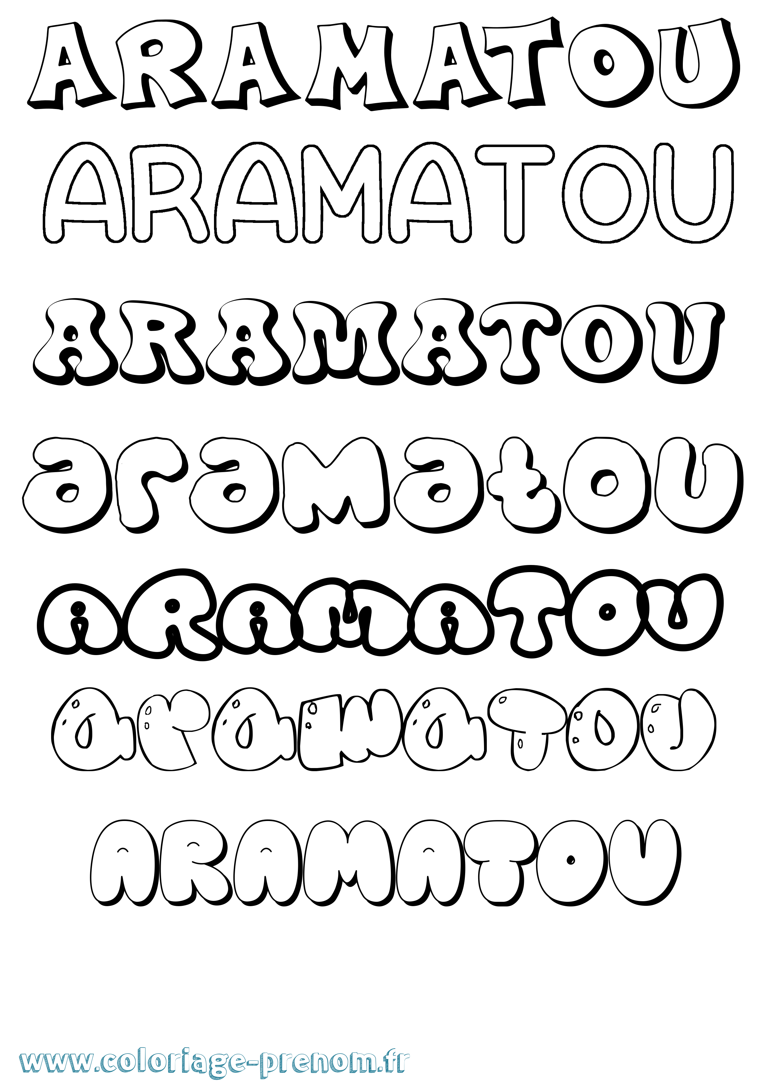 Coloriage prénom Aramatou Bubble