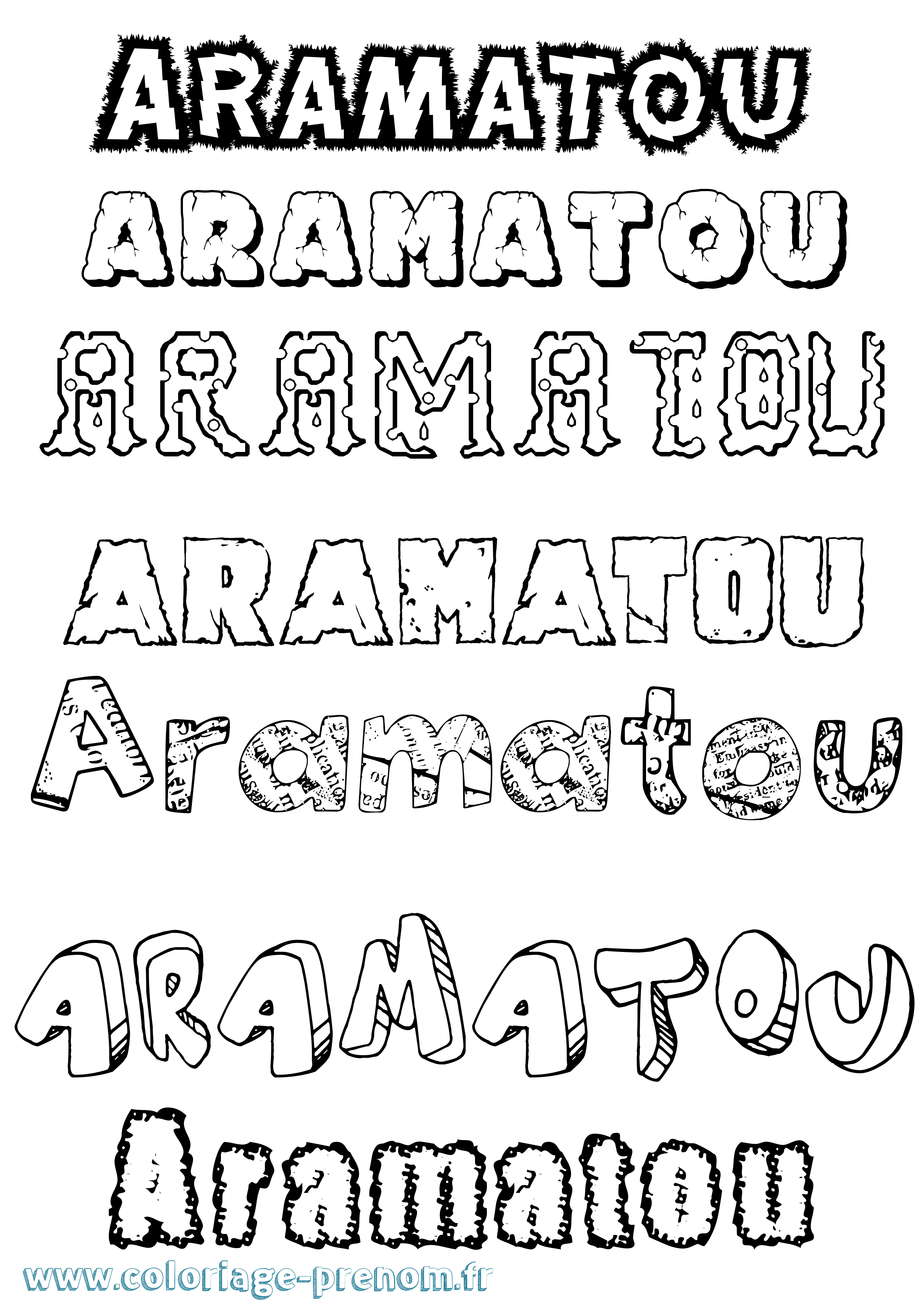 Coloriage prénom Aramatou Destructuré