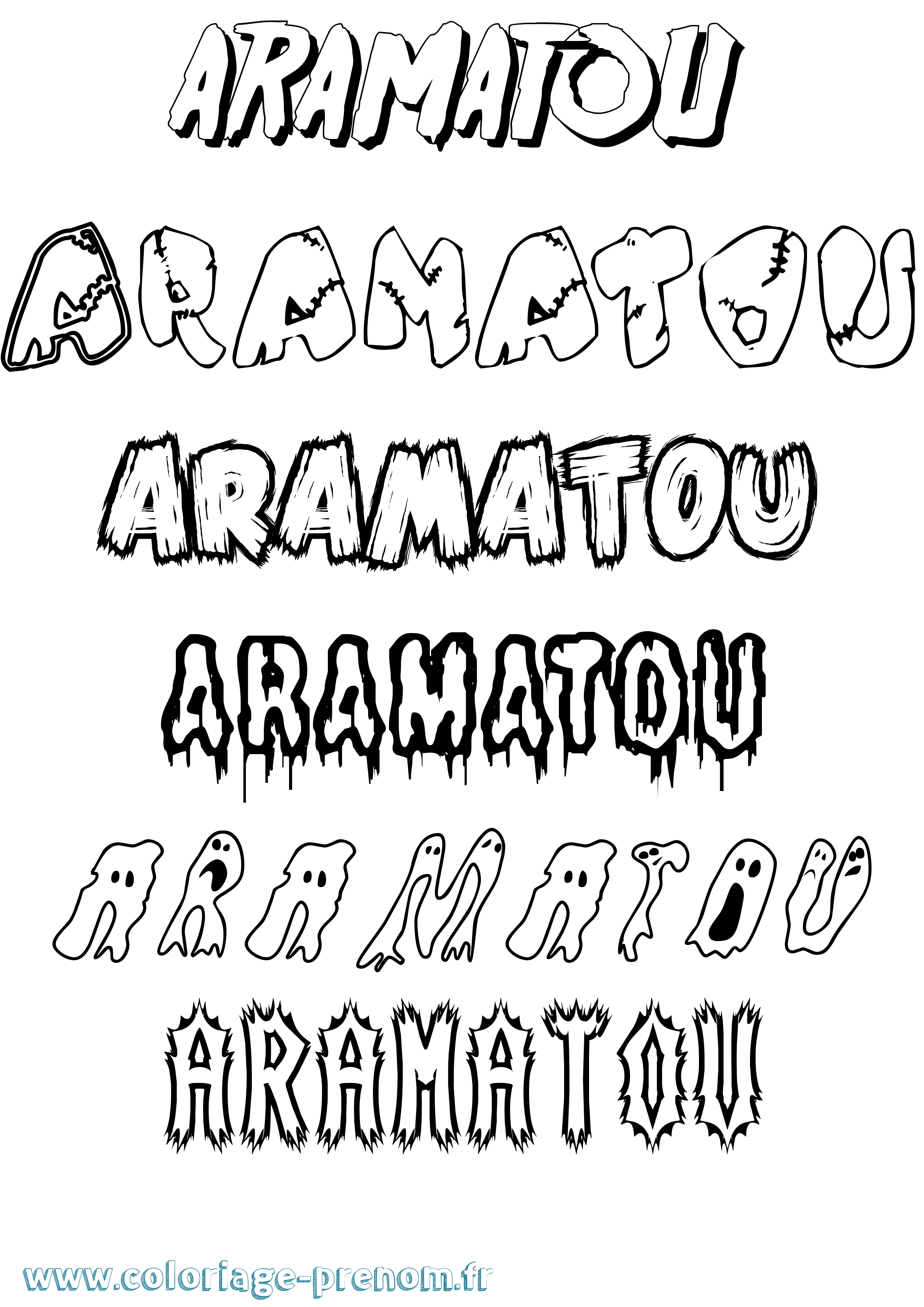 Coloriage prénom Aramatou Frisson
