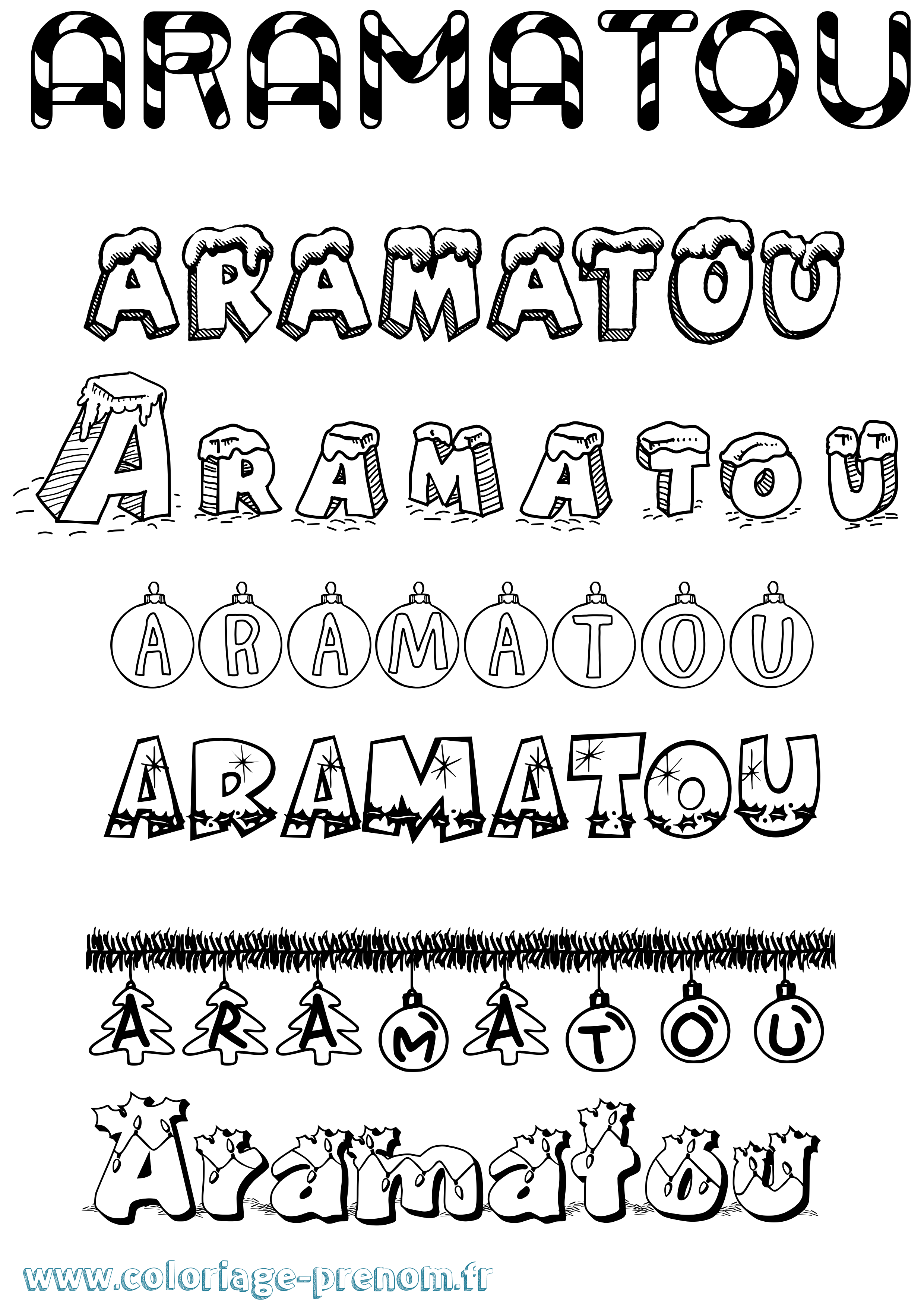 Coloriage prénom Aramatou Noël