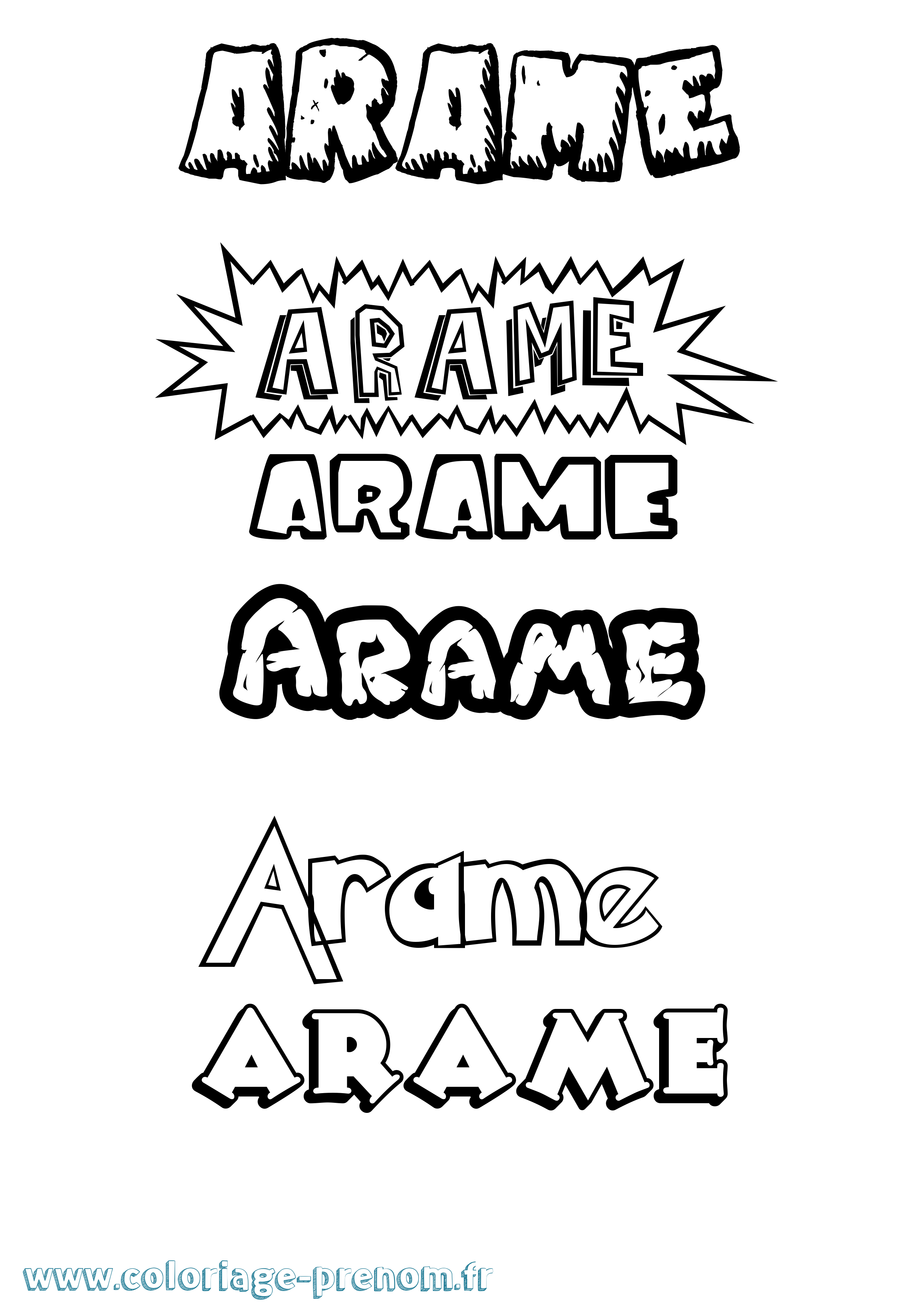 Coloriage prénom Arame Dessin Animé