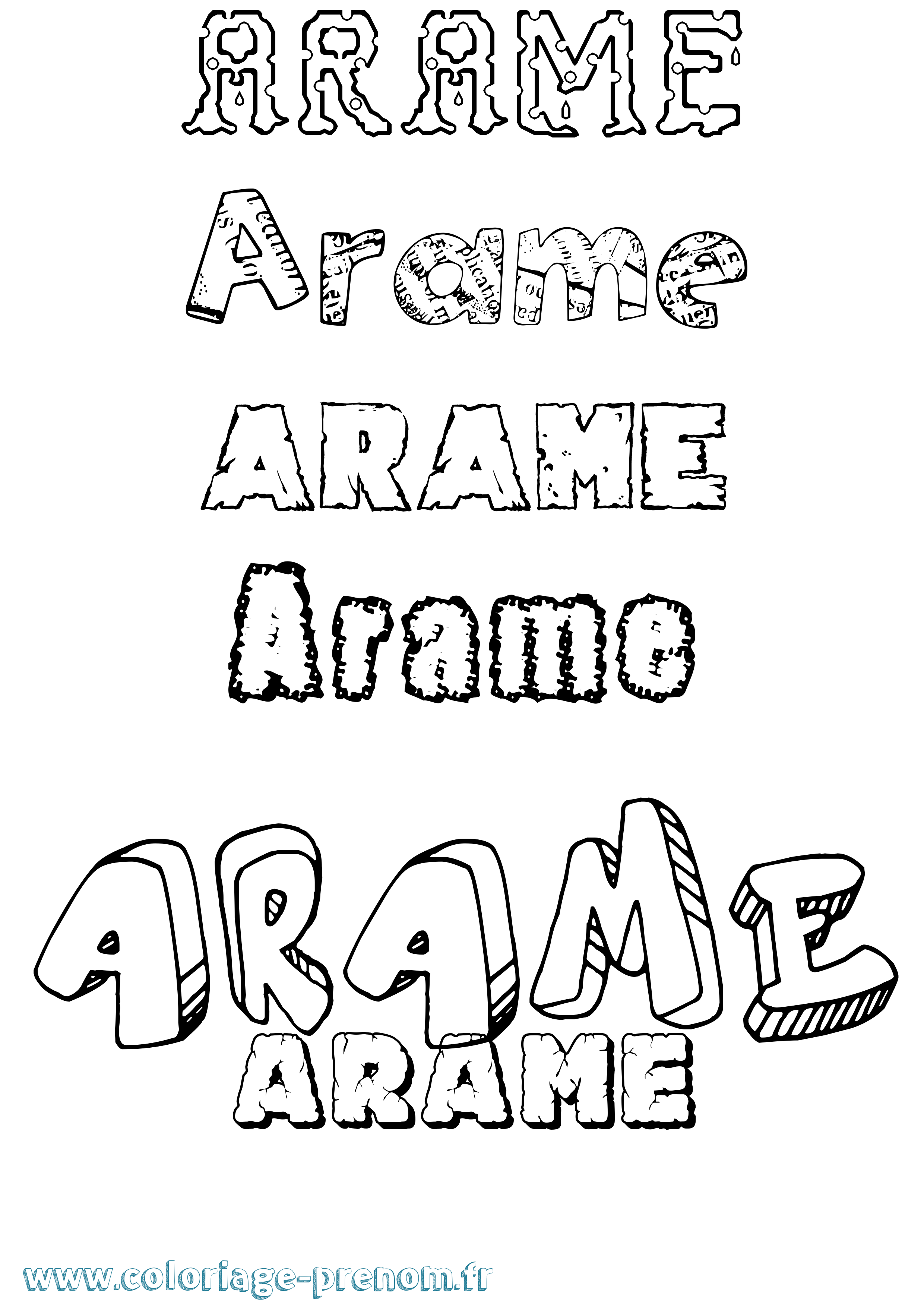 Coloriage prénom Arame Destructuré