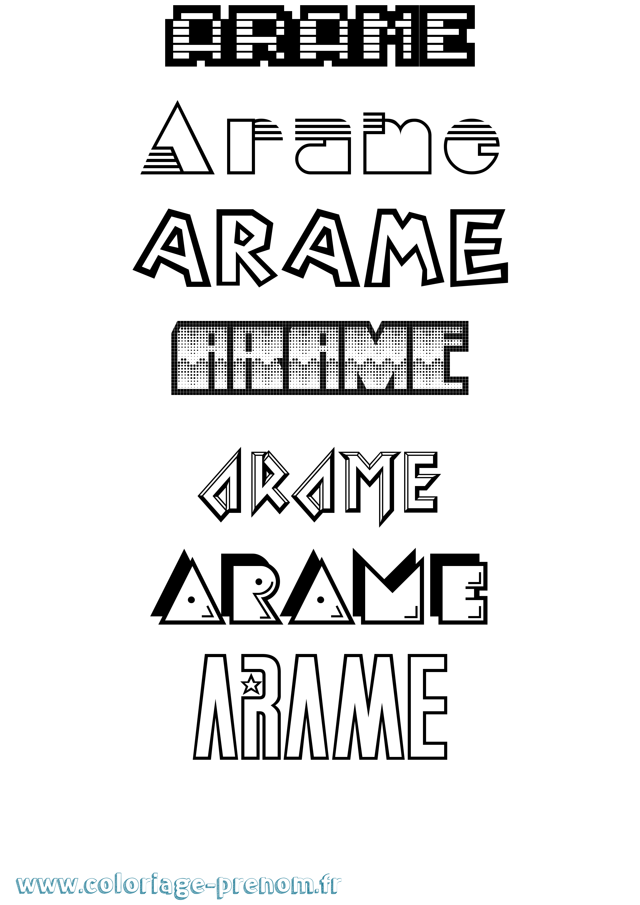 Coloriage prénom Arame Jeux Vidéos