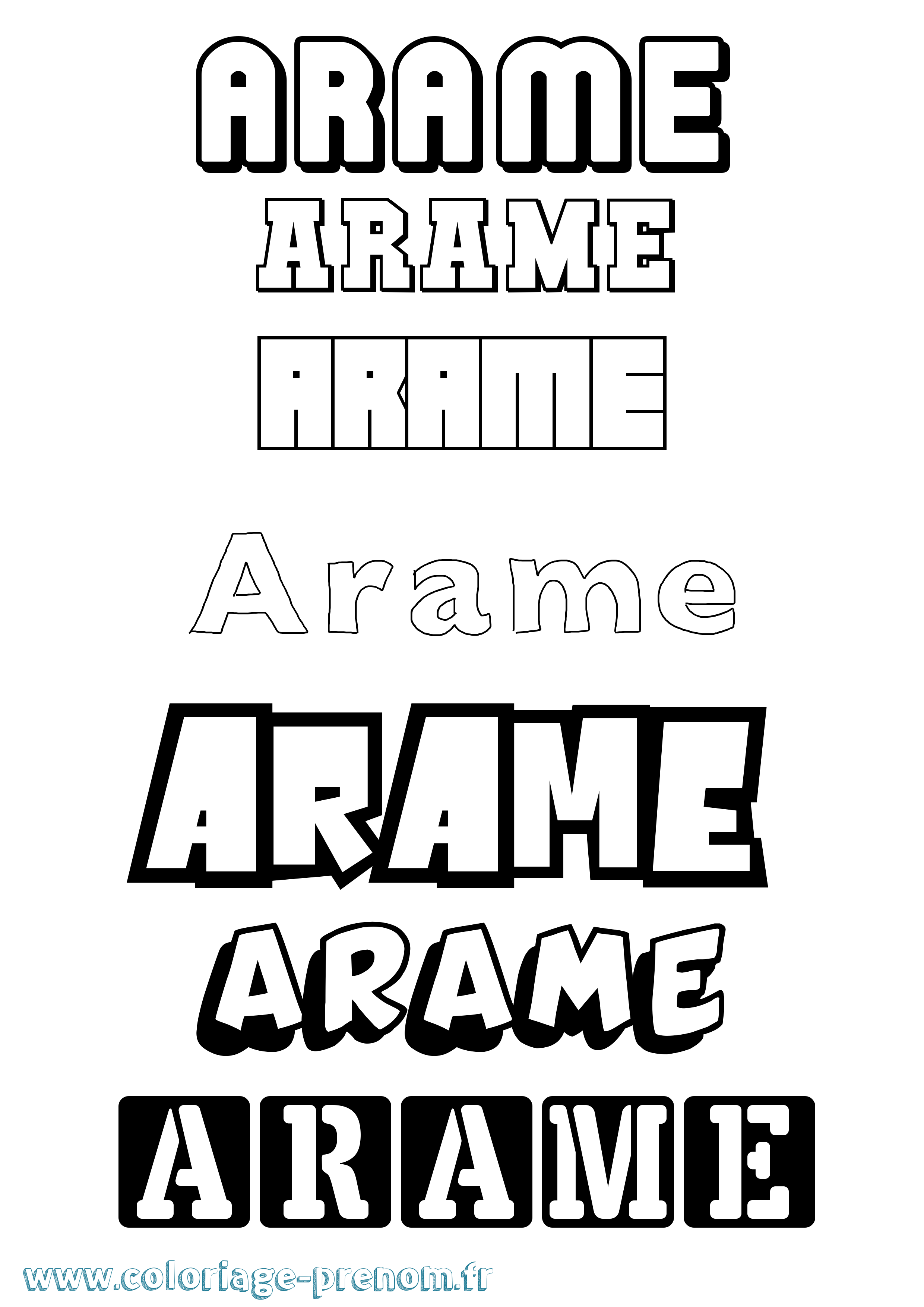 Coloriage prénom Arame Simple