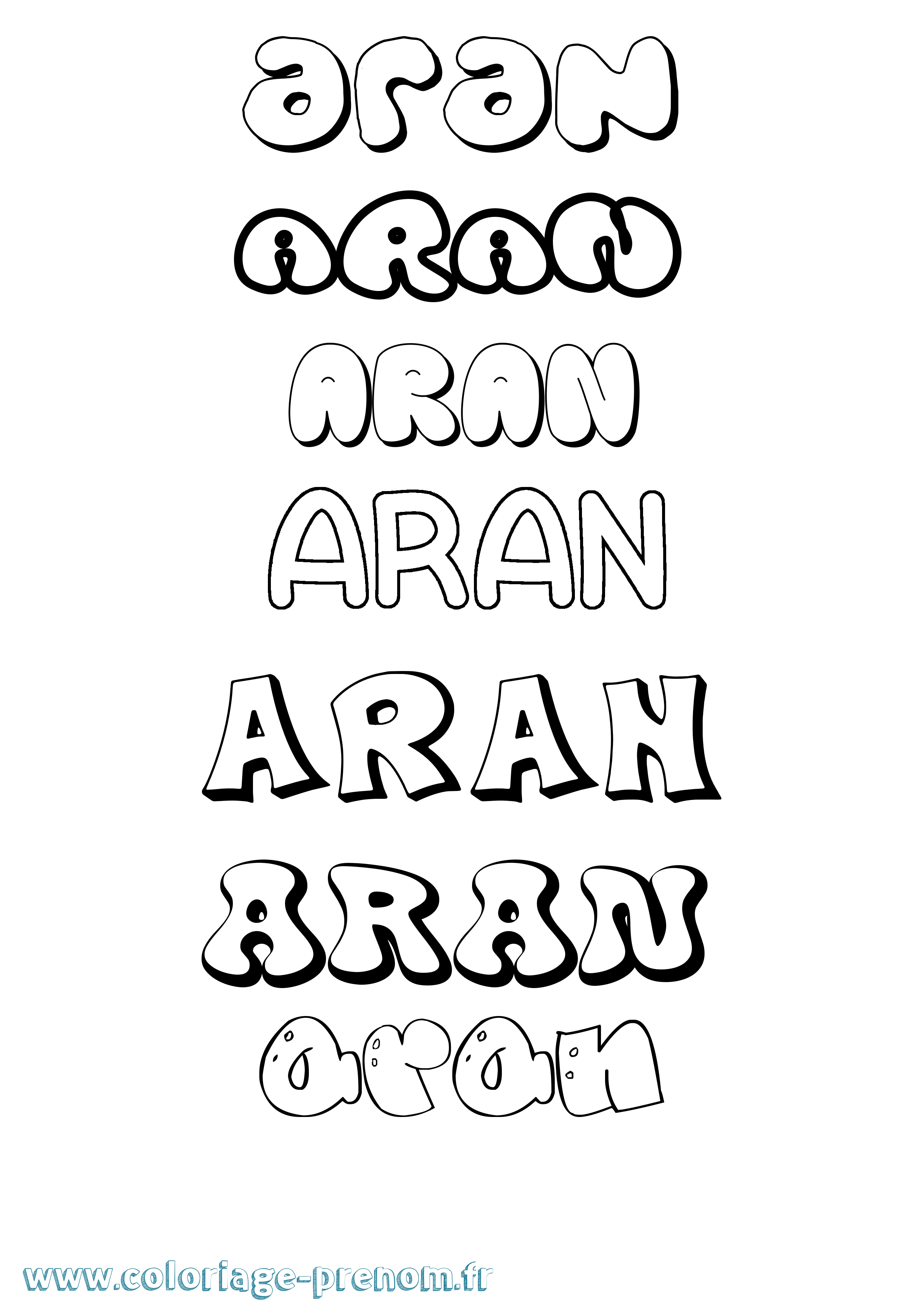 Coloriage prénom Aran Bubble
