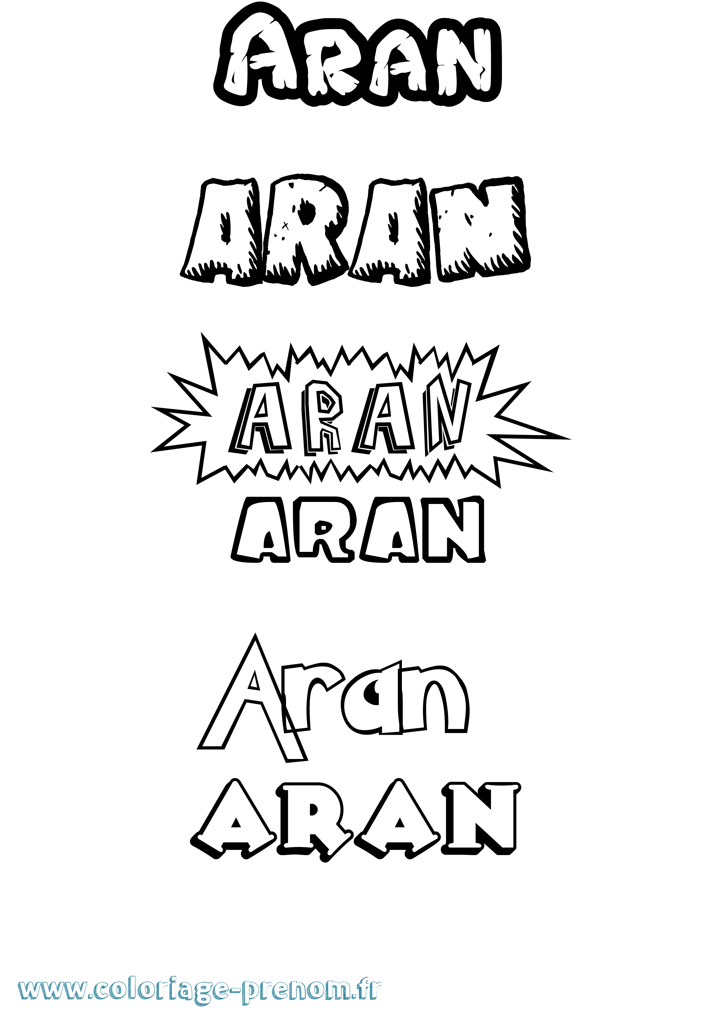 Coloriage prénom Aran Dessin Animé