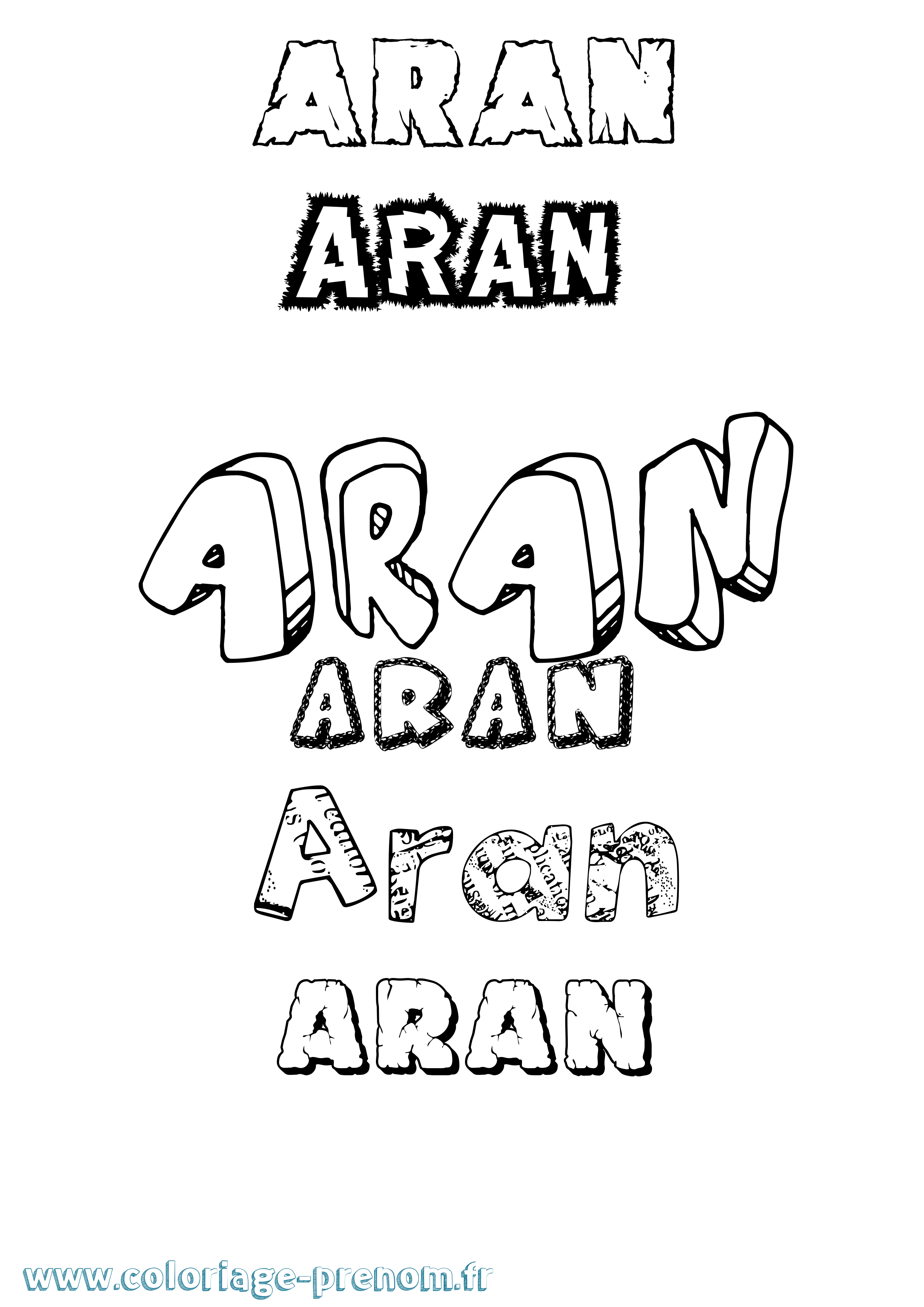 Coloriage prénom Aran Destructuré