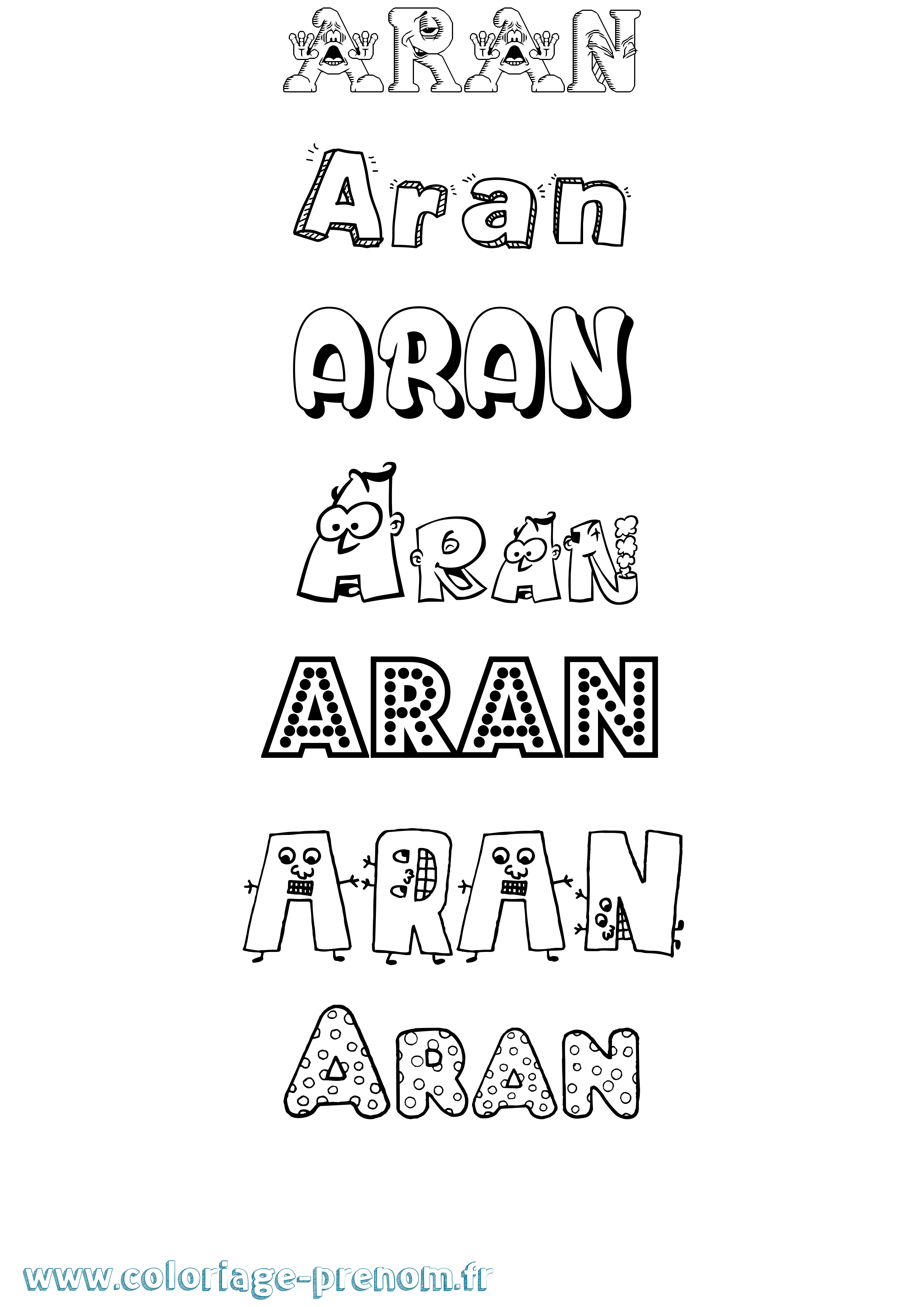 Coloriage prénom Aran Fun