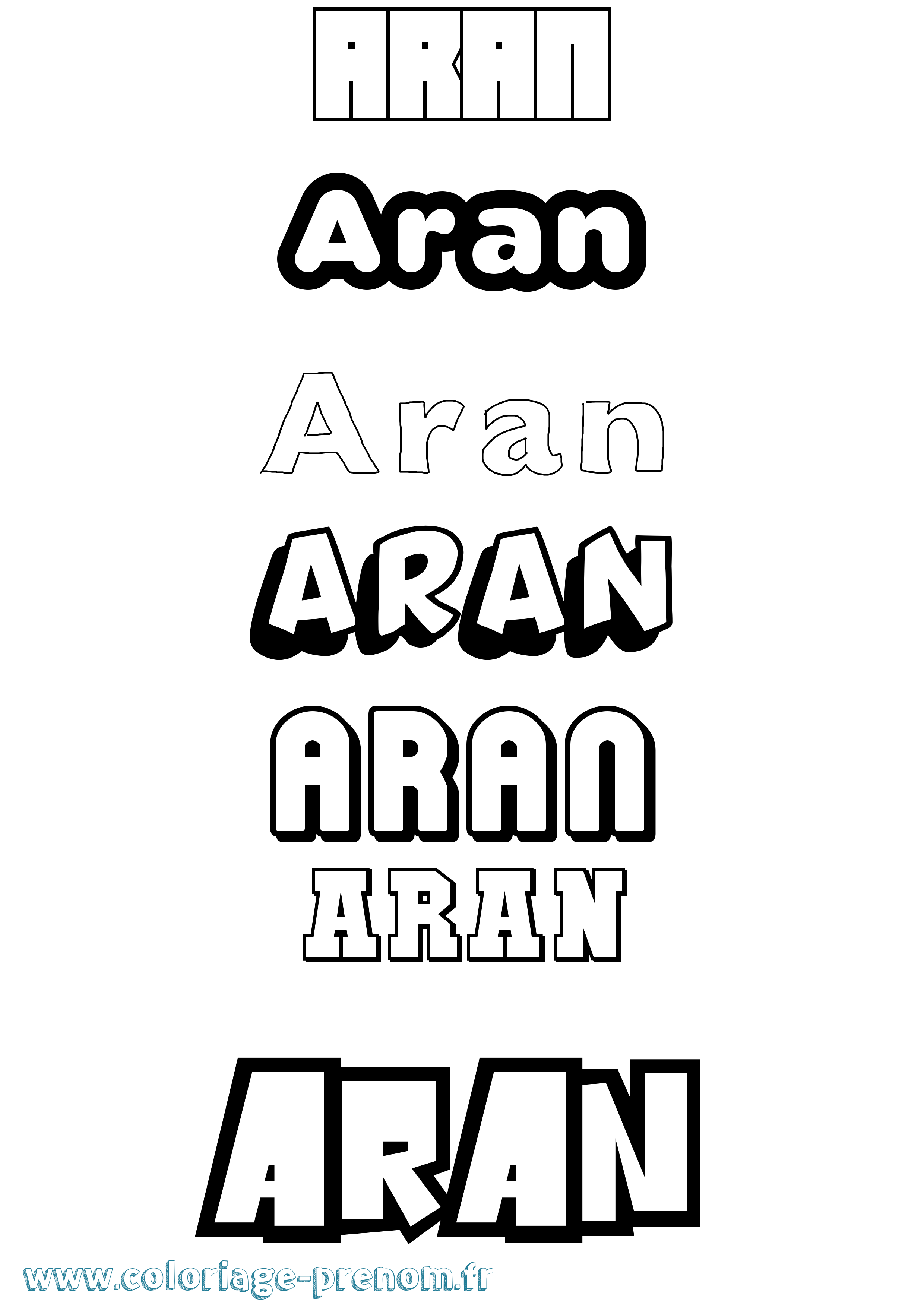 Coloriage prénom Aran Simple